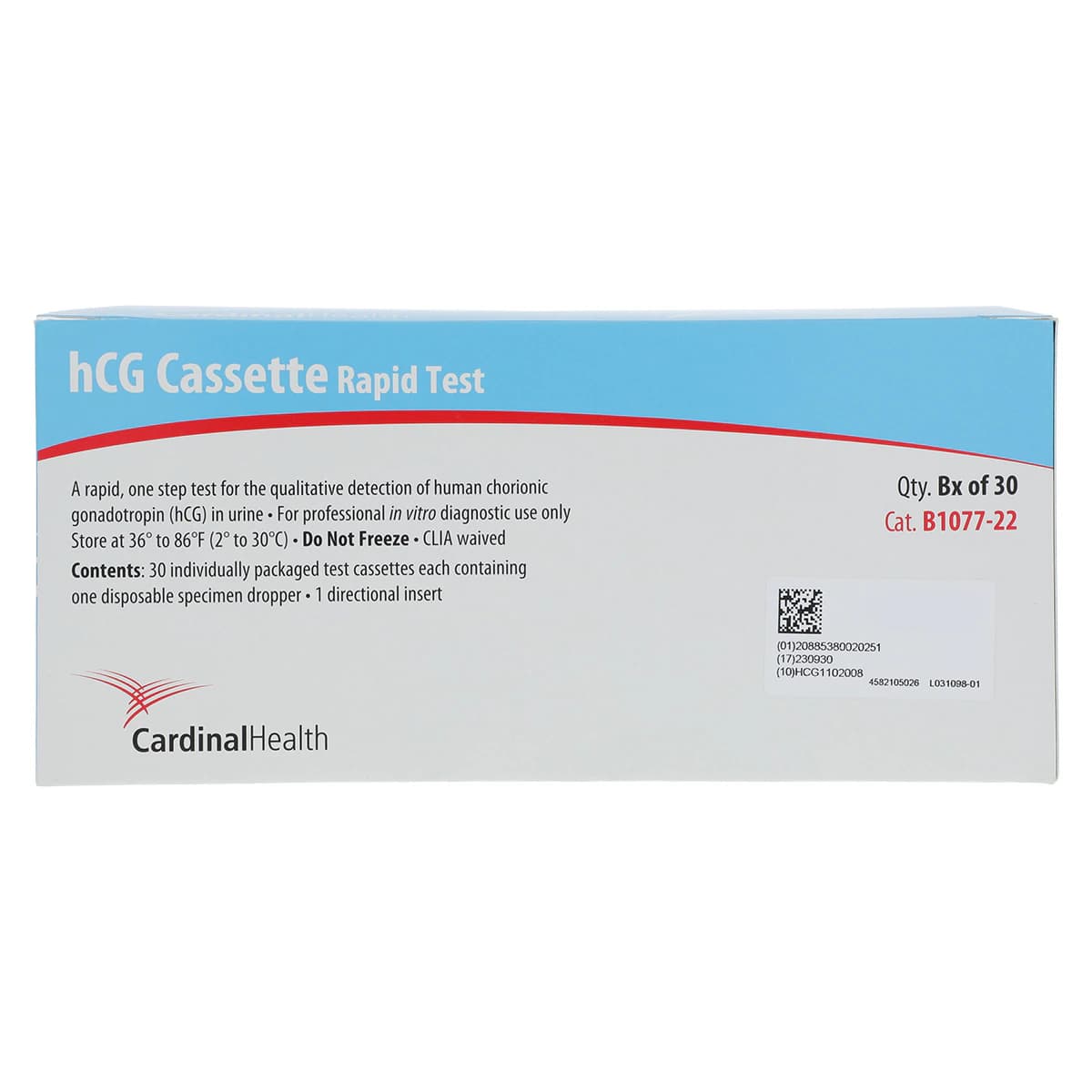 S/P hCG Urine Cassette Test, CLIA Waived, 25 mIU/mL Sensitivity, 30 Tests/Box thumbnail 6