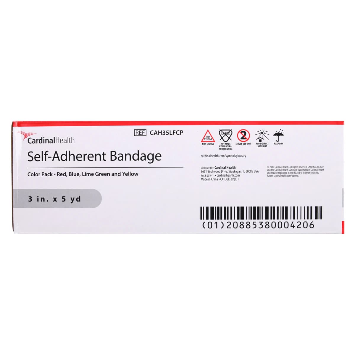 Cardinal Health Self-Adherent Bandage, Latex-Free, Non-Sterile, 3 in x 5 yd, Assorted Colors, 12/Box thumbnail 5