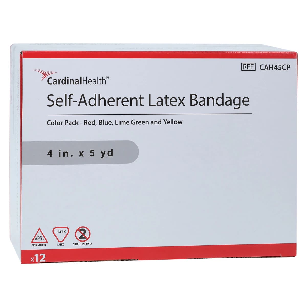 Cardinal Bandage Self-Adhesive Latex Non-Sterile Elastic 4x5yd Colorpack 12/Box - Bandage Self-Adh Ltx NS Asstd - Image 1