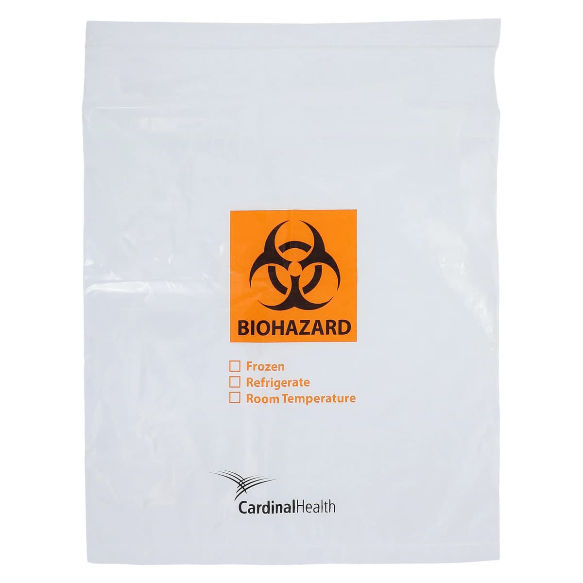 Cardinal Health Biohazard Specimen Transport Bag, 12" x 15", Zip Closure, 2 mil, 3-Wall, 1000/Case - Bag Trnsprt Biohzrd 3 Wall Zip - Image 1