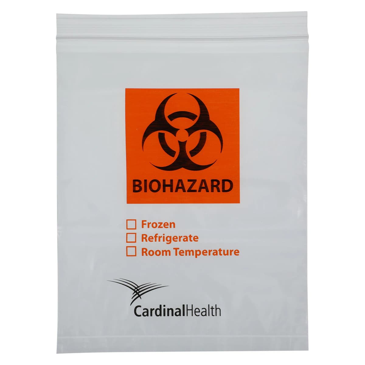 Cardinal Health Biohazard Transport Bag, 8x10", Clear, Zip Closure, 3 Wall, 1000/Case - Bag Trnsprt Biohzrd 3 Wall Zip - Image 1