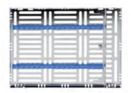 Nordent Large Sterilization Cassette, 18 Instruments with Divider, Raspberry/Fuchsia, Stainless Steel, 8"W x 11"L x 1.25"H - Nordent Large, 18 Instrument plus 1.5"x 8" open area Sterilization Cassette - Image 1