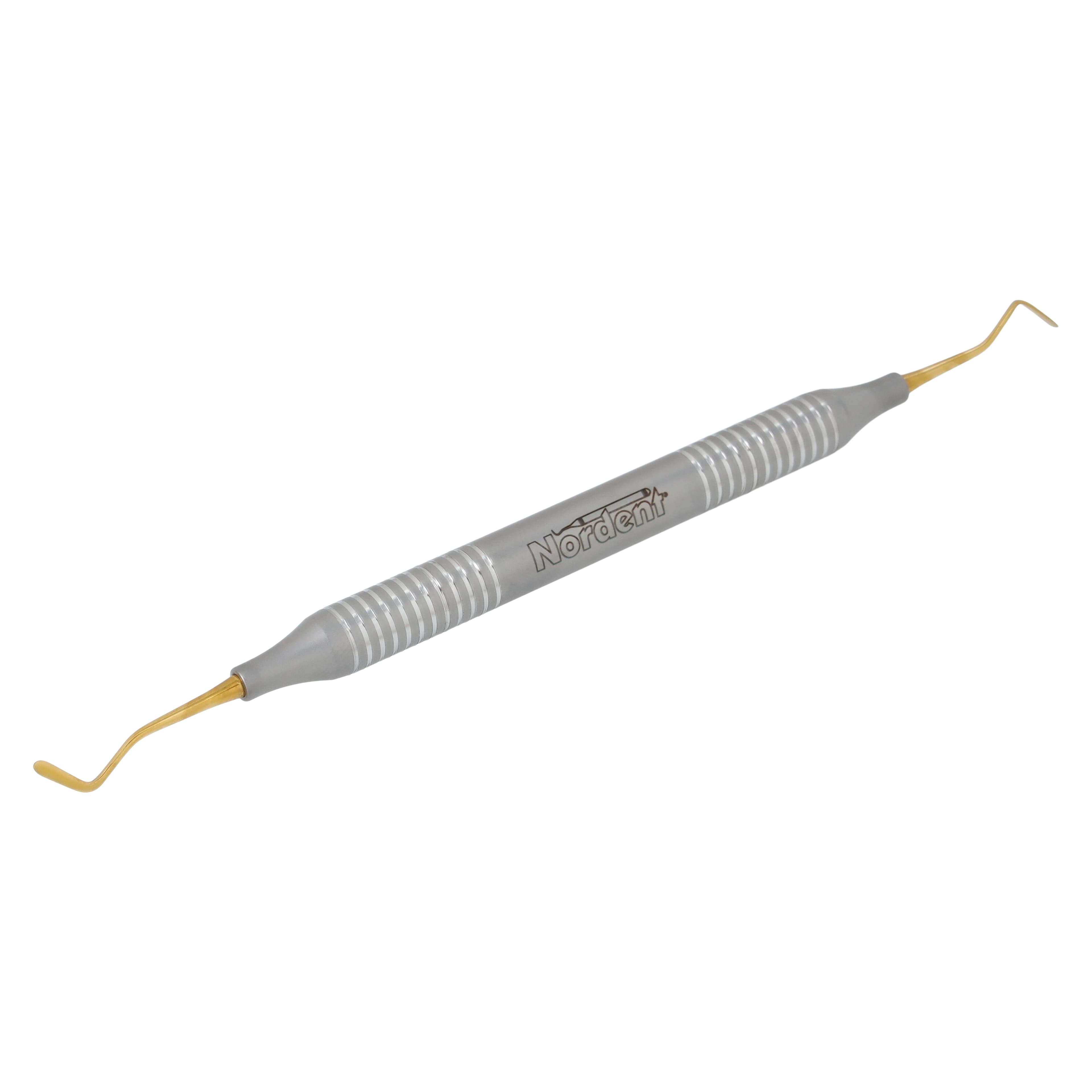 Nordent Composite Placement Instrument #40T, Double Paddle, Titanium Nitride Coated, DuraLite Round Handle, Stainless Steel, Double End thumbnail 2