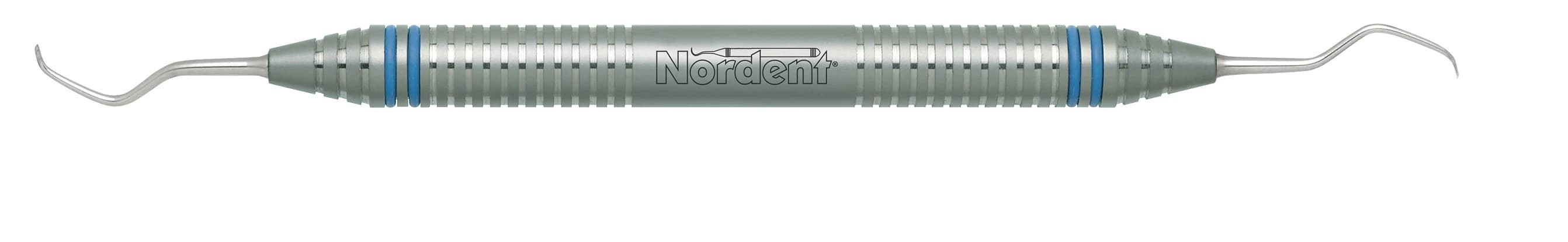 Nordent Anterior Lingual Stain Remover (ALSR), DuraLite ColorRings Handle, Double-End, Stainless Steel, ALSR - Anterior Lingual Stain Remover DuraLite ColorRings Handle Double-end - Image 1
