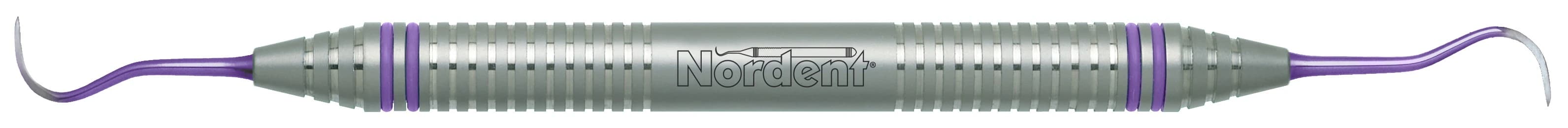 Nordent ImplaMate Implant Scaler, Offset Sickle #N67, Double End, Titanium Tips, DuraLite ColorRings Handle, CEISN67 - N67 Implant Offset Sickle De Scaler Titanium Tips - Image 1
