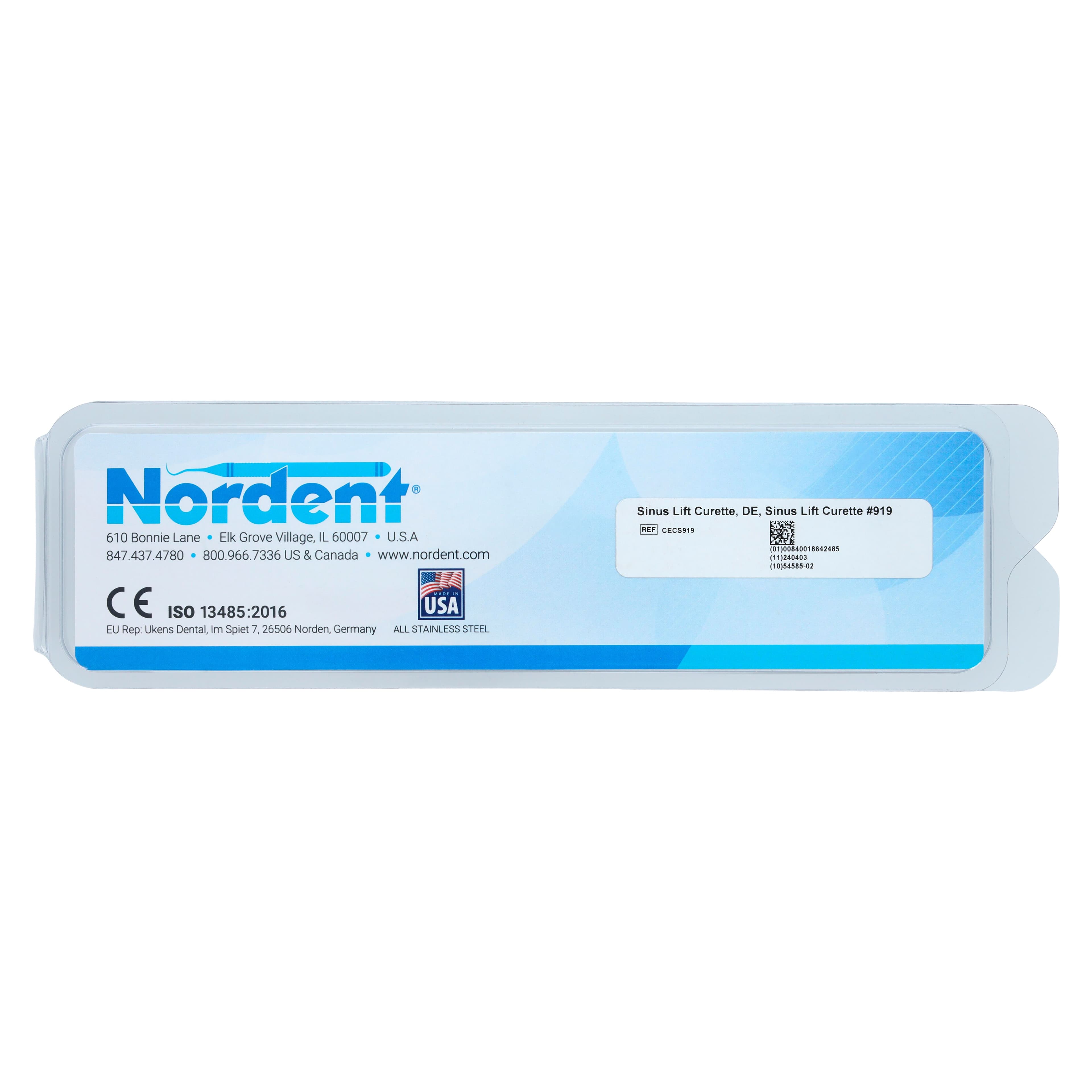 Nordent Sinus Lift Bone Condenser #919, DuraLite® ColorRings™ Handle, Stainless Steel, Double End thumbnail 6