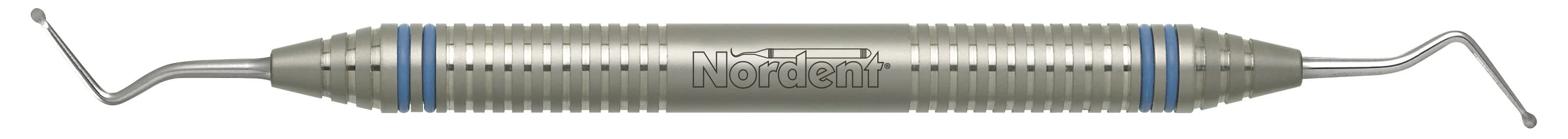 Nordent Excavator DE Long Shank Spoon #12 DuraLite ColorRings Handle, 1.6mm, Double-End - Excavator DE Long Shank Spoon #12 DuraLite ColorRings Handle - Image 1