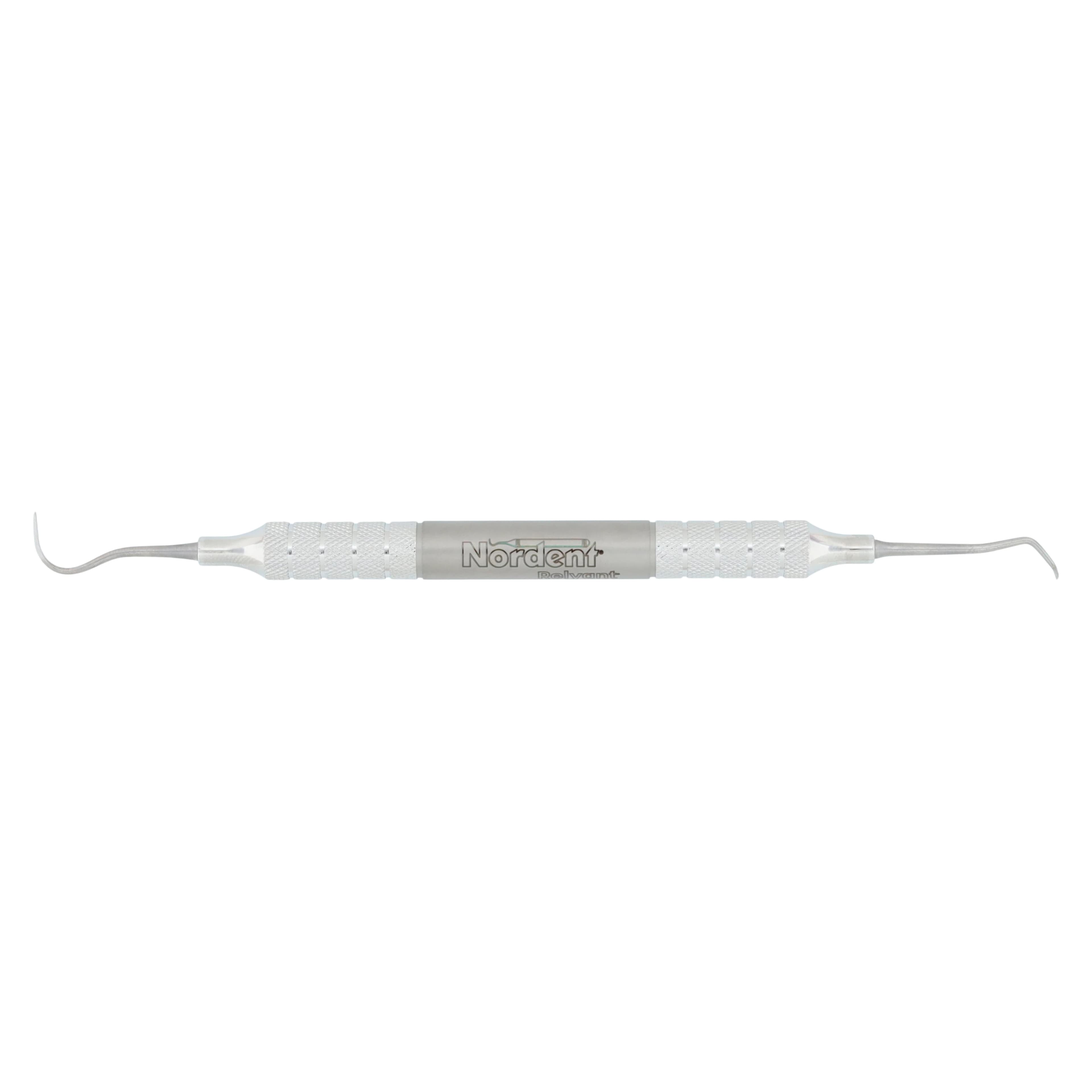 Nordent Relyant Scaler Double-End, N5 Sickle / N1 Contra-Angle Spoon, #6 Handle, Satin Steel, Stainless Steel, 1 Each - Relyant Scaler Double End Size N5-N1 6 Satin Steel Stainless Steel - Image 1