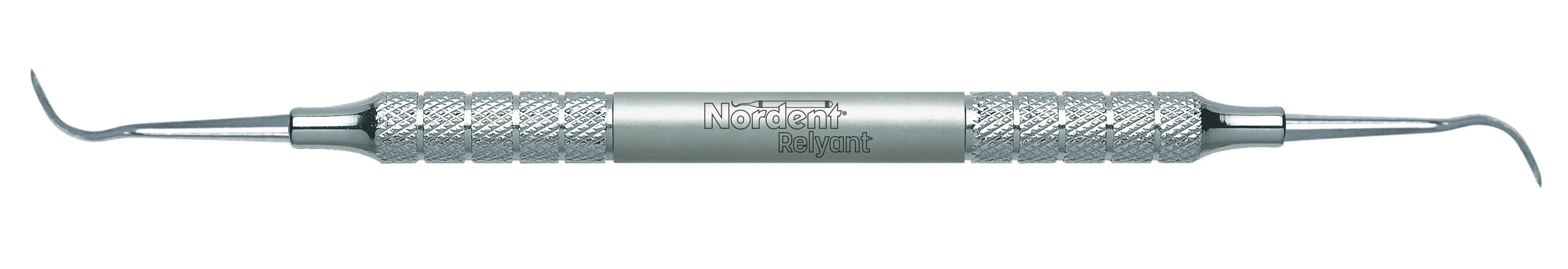 Nordent Relyant Universal Offset Sickle Scaler, Double-End #4/#6, Stainless Steel - Scaler DE Relyant Universal Offset Sickle #4 #6 Handle - Image 1