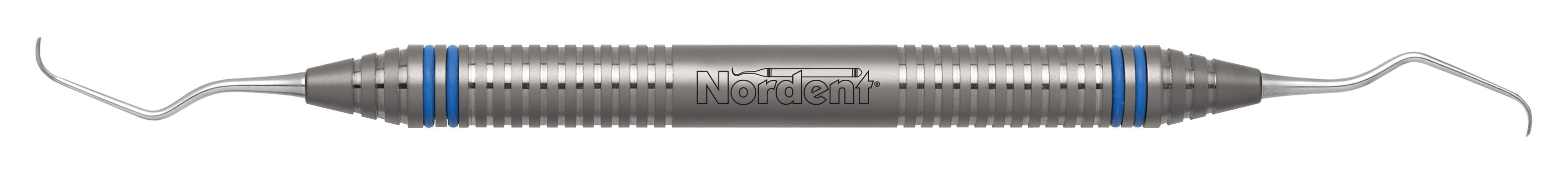 Nordent Classic TruGracey Curette DE #3-4 Long Reach, DuraLite® ColorRings Handle, US 440A Stainless Steel, Each - Classic Curette DE TruGracey #3-4 Long Reach DuraLite® ColorRings Handle - Image 1
