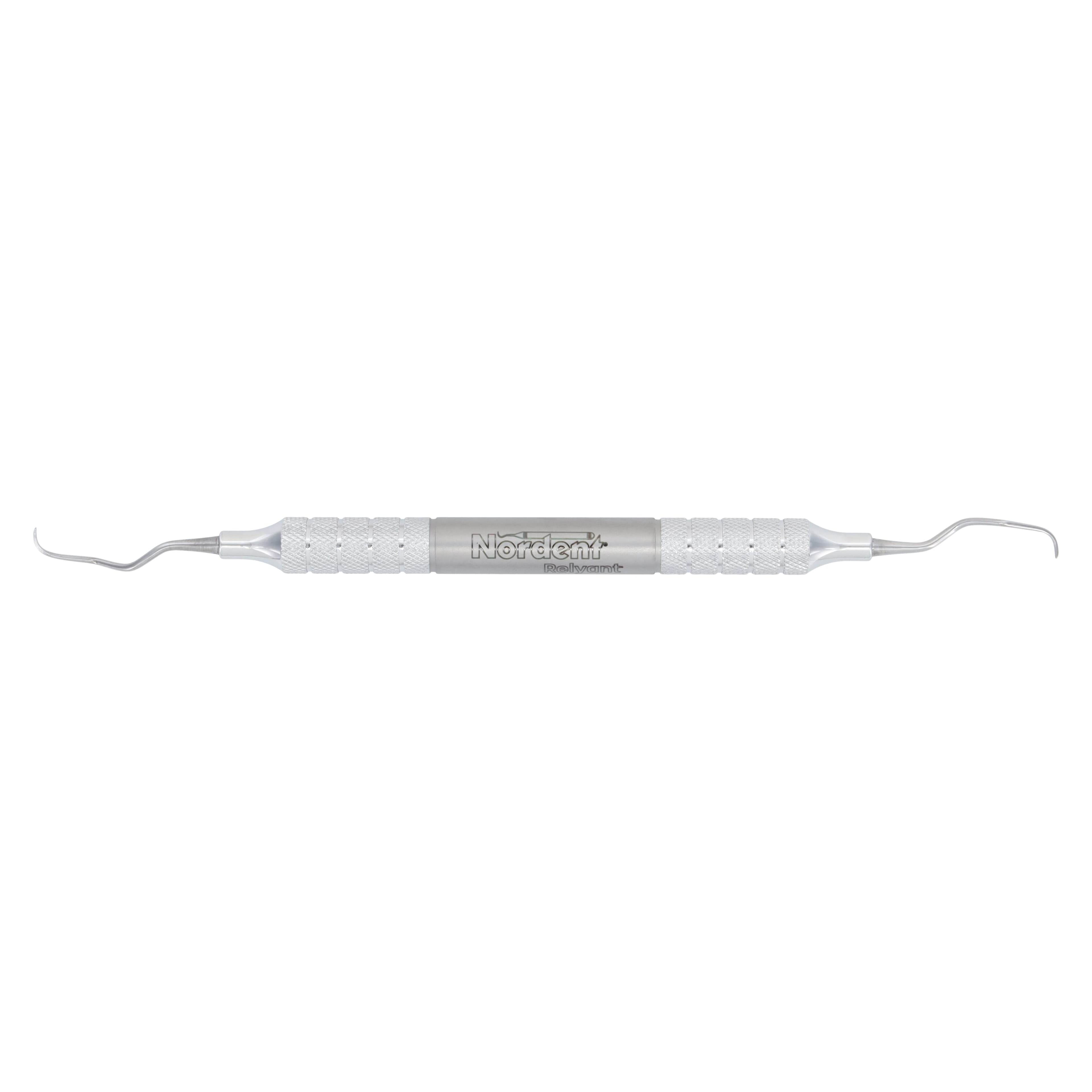 Nordent Relyant Gracey Curette #13/14, O Style, Double End, Relyant #6 Handle, Stainless Steel - Relyant® Curette – # 13//14O, Gracey, O Style, Relyant® # 6 Handle, Double End - Relyant® Curette – # 13//14O, Gracey, O Style, Relyant® # 6 Handle, Double End - Image 1
