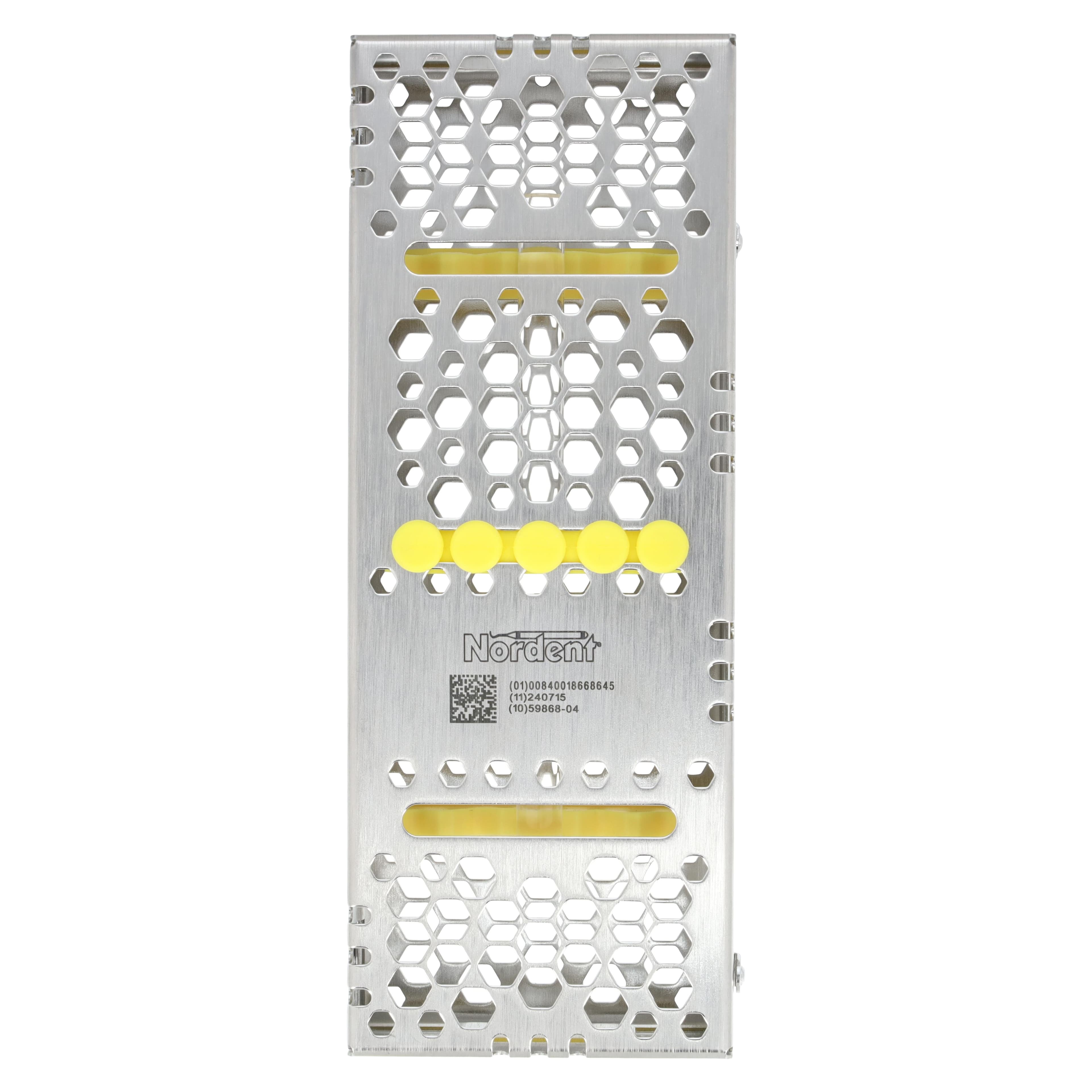 Nordent Sterilization Cassette, Small, 5 Instruments, Yellow, Single-Sided, Stainless Steel, 3" x 8" x 1.25", CH1-5N4 thumbnail 4