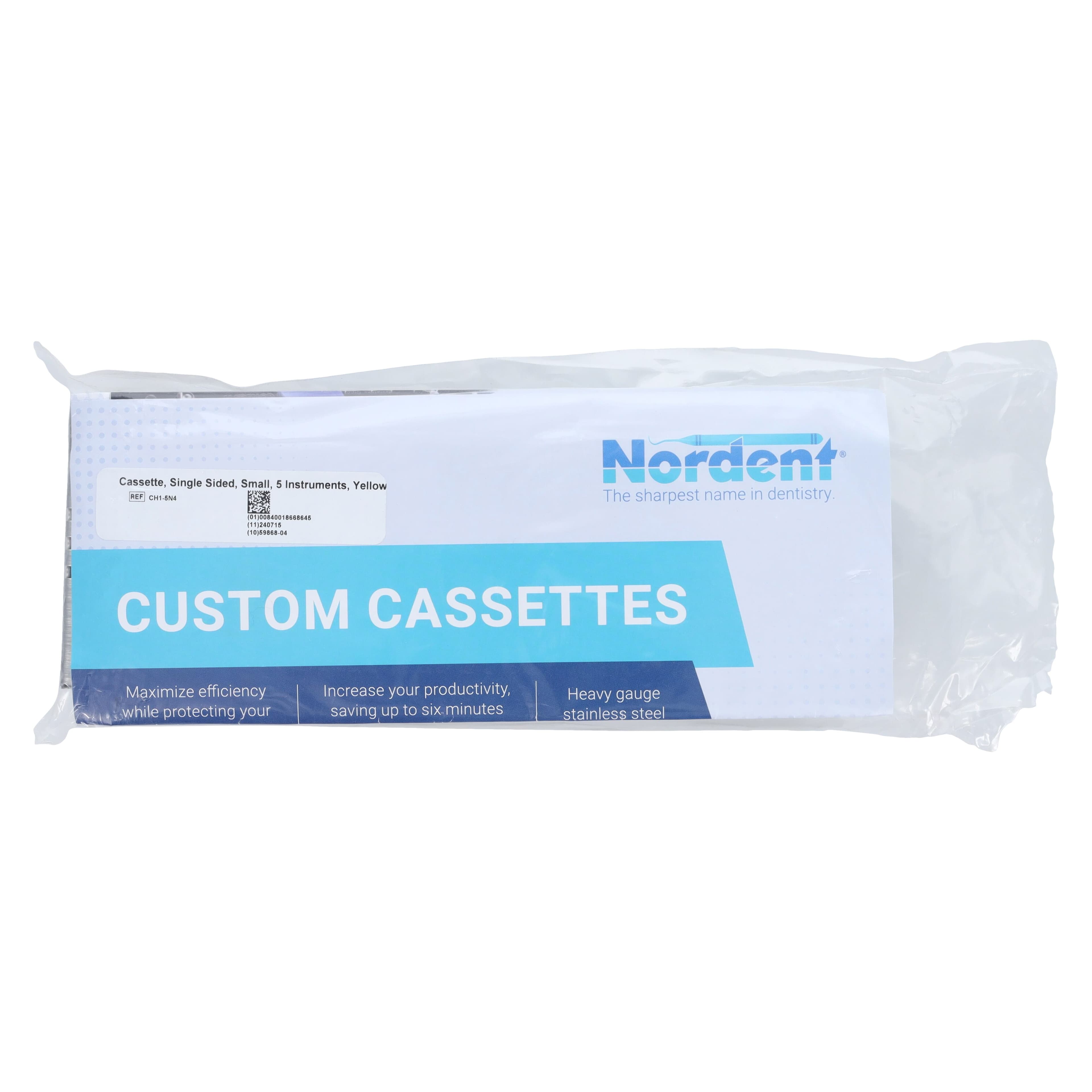 Nordent Sterilization Cassette, Small, 5 Instruments, Yellow, Single-Sided, Stainless Steel, 3" x 8" x 1.25", CH1-5N4 thumbnail 9