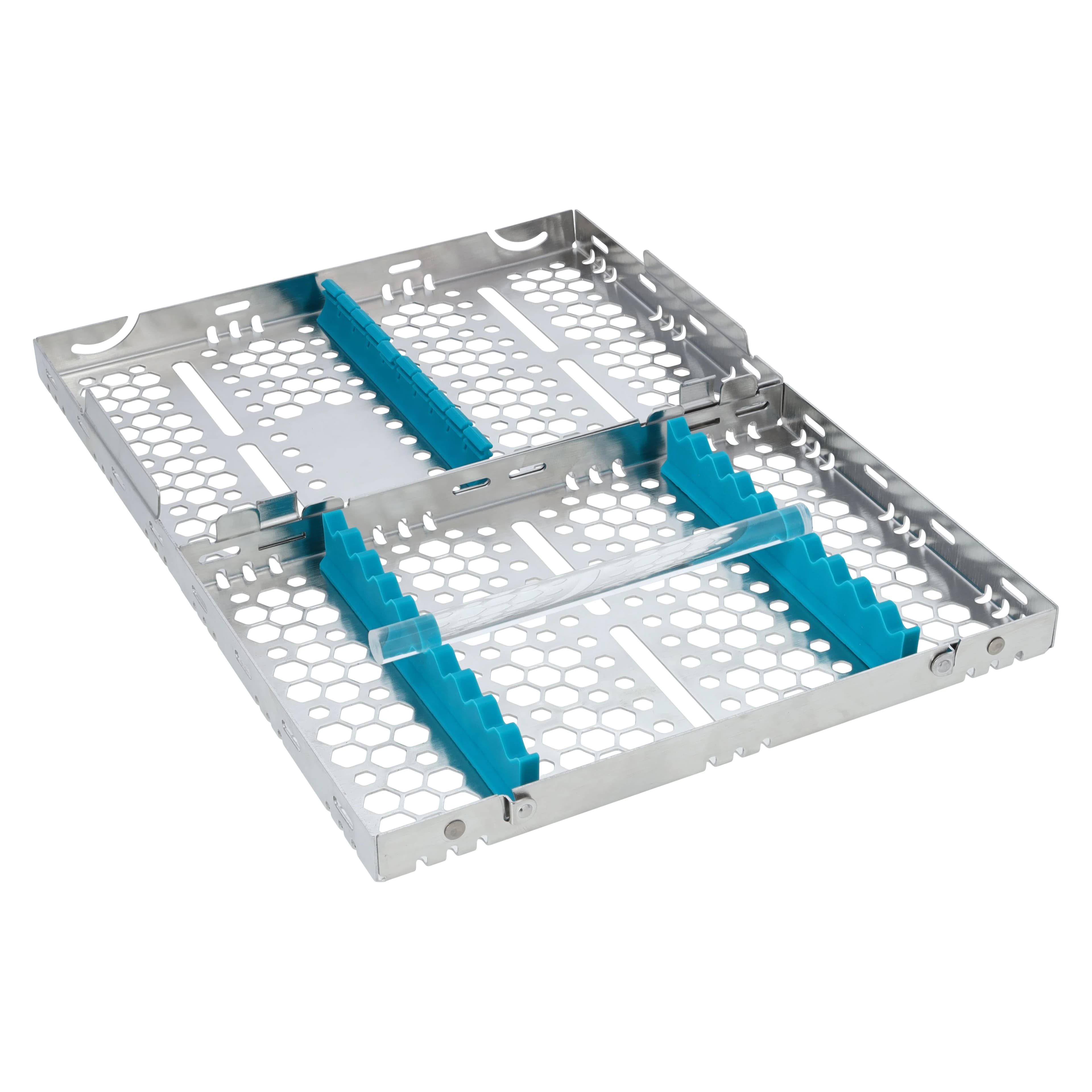 Nordent Sterilization Cassette, Medium, 10 Instruments, Teal, Single-Sided, Stainless Steel, 5.5" x 8" x 1.25", CH2-10N2 thumbnail 2