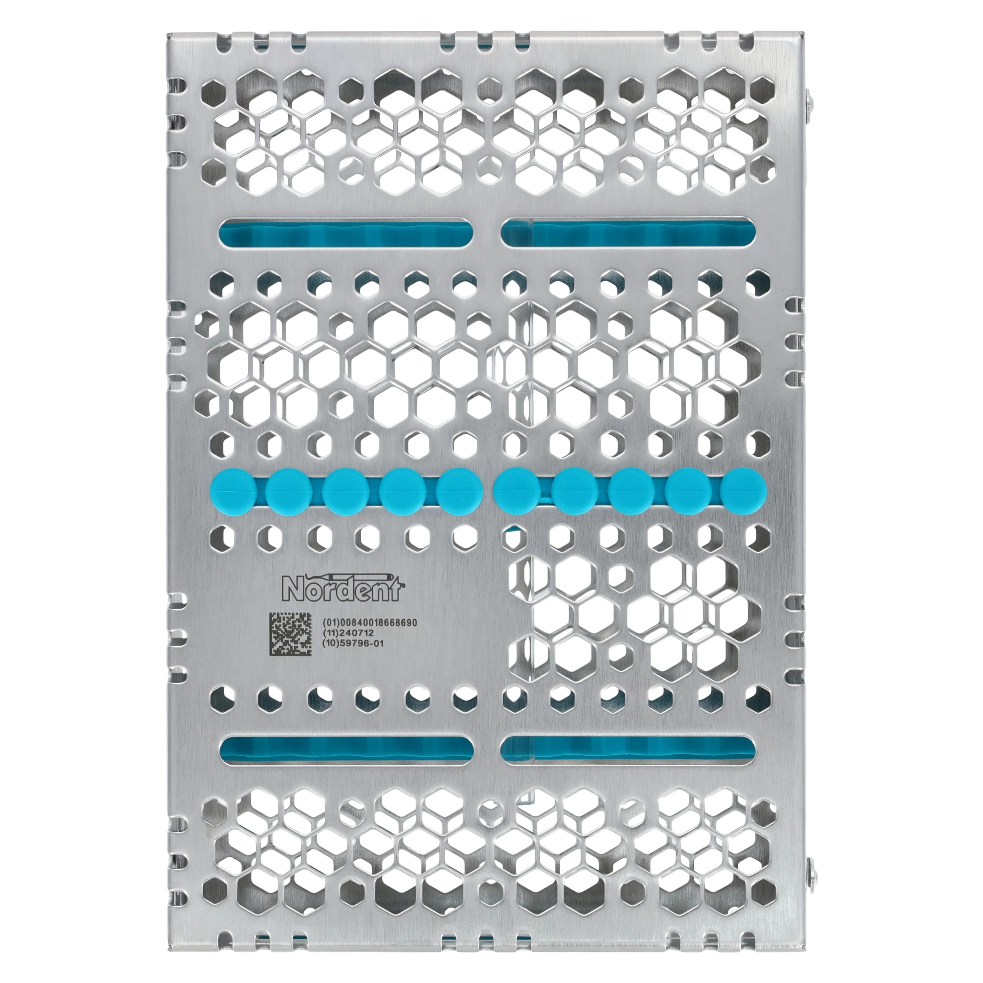Nordent Sterilization Cassette, Medium, 10 Instruments, Teal, Single-Sided, Stainless Steel, 5.5" x 8" x 1.25", CH2-10N2 thumbnail 4