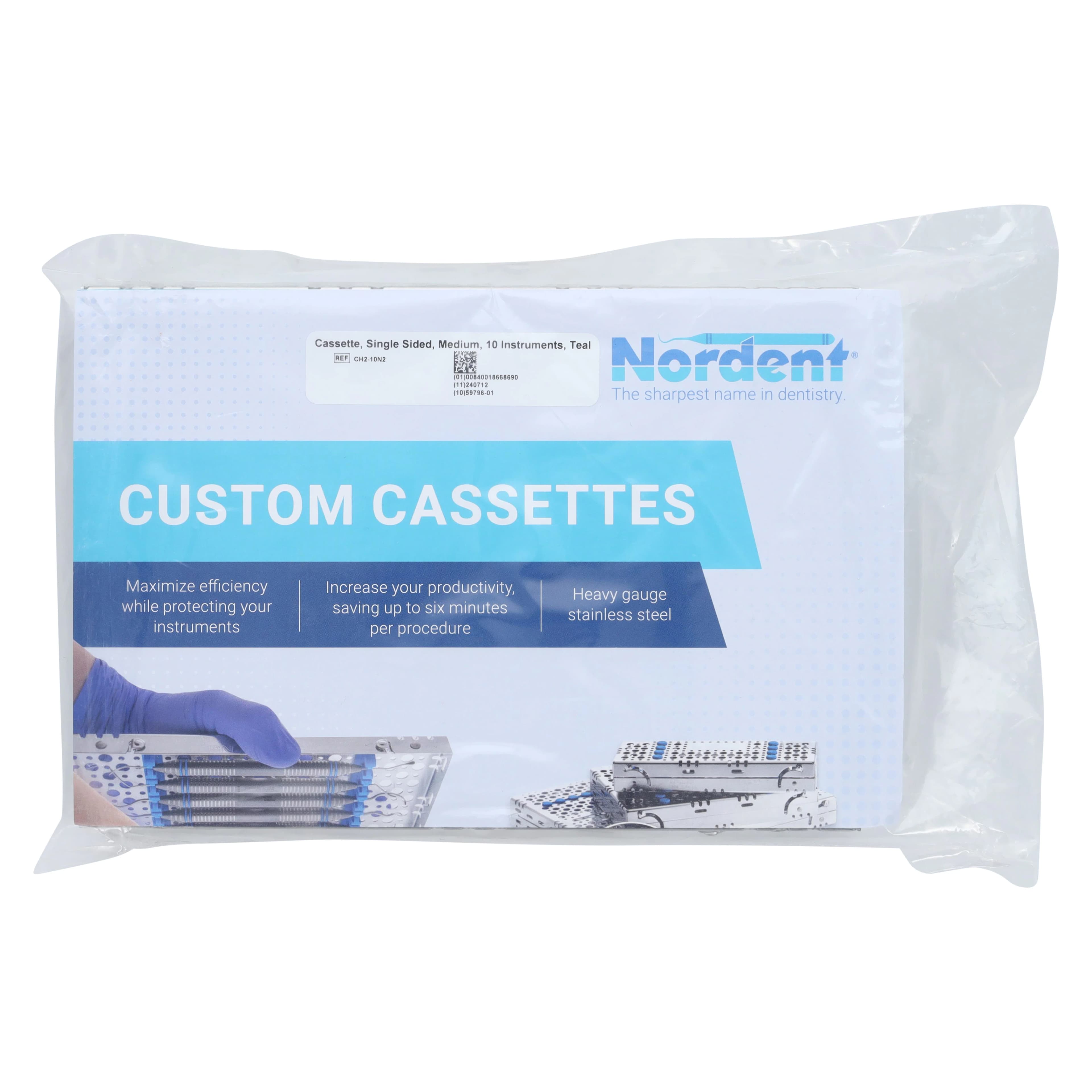 Nordent Sterilization Cassette, Medium, 10 Instruments, Teal, Single-Sided, Stainless Steel, 5.5" x 8" x 1.25", CH2-10N2 thumbnail 9