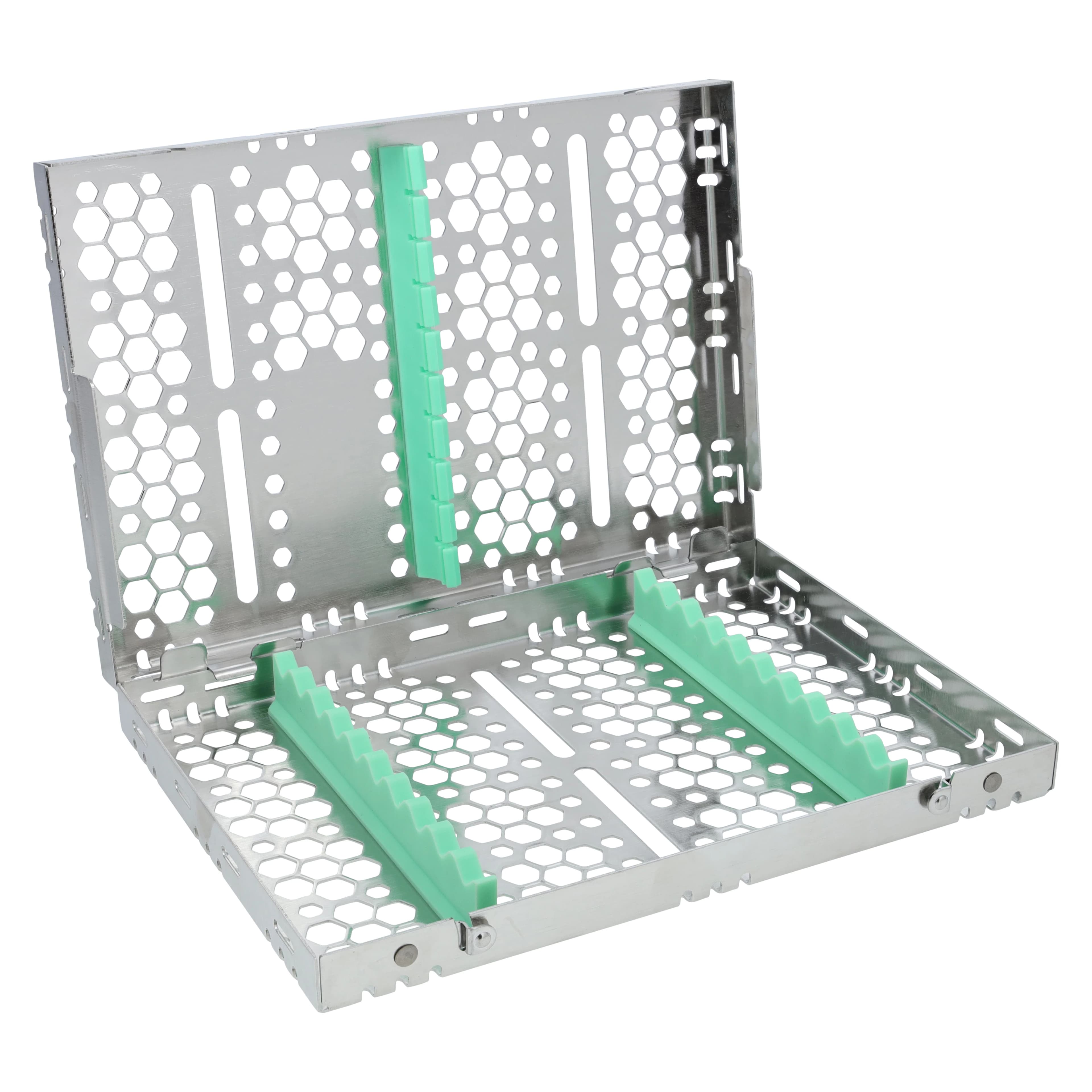 Nordent Sterilization Cassette, Medium, 10 Instruments, Light Green, Single-Sided, Stainless Steel, CH2-10N5 - Sterilization Cassettes – Medium, 10 Instruments - Light Green - Image 1