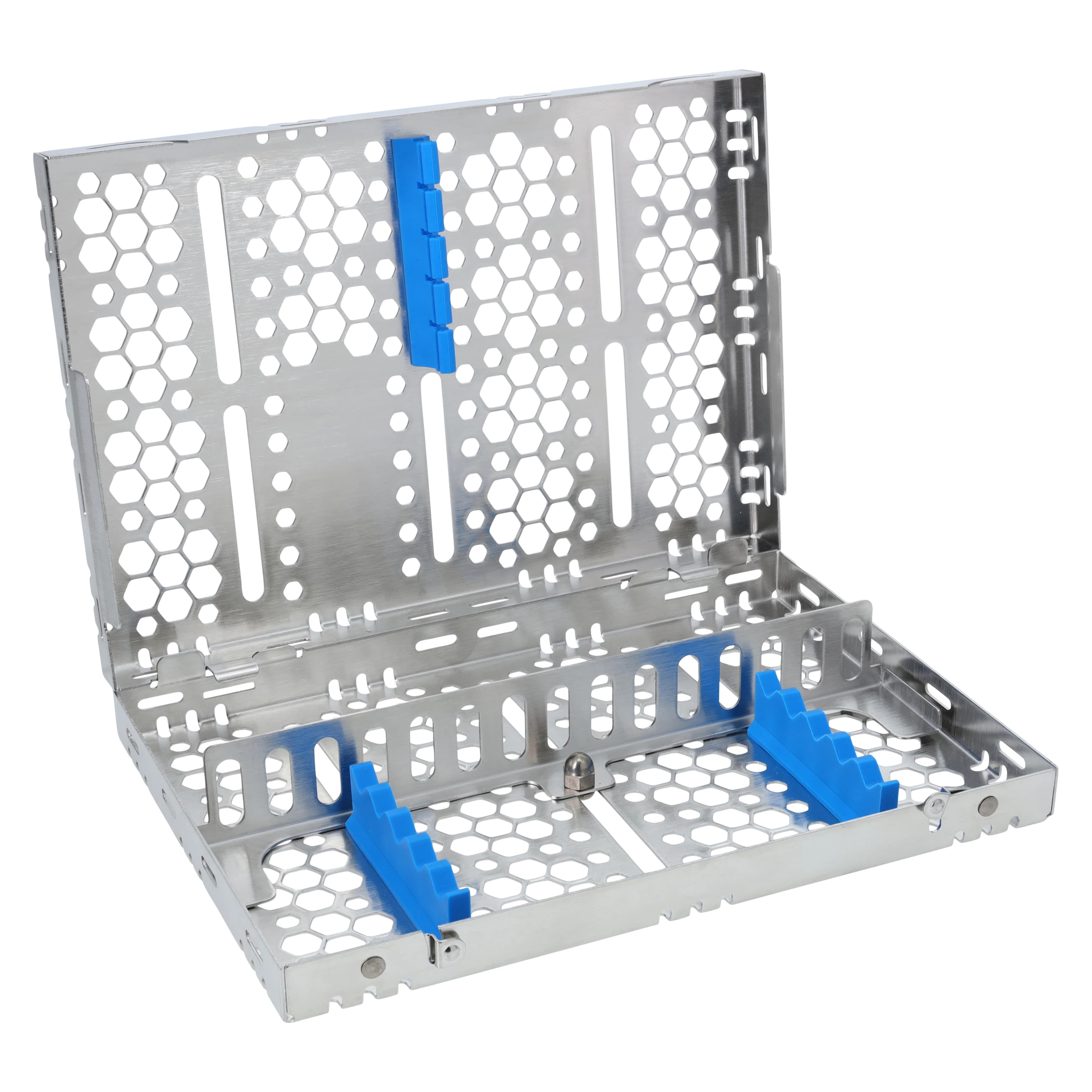 Nordent Cassette Single Sided Medium 5 Instruments with Divider, Blue, Stainless Steel, CH2-5D1 - Cassette Single Sided Medium 5 Instruments with Divider Blue - Image 1