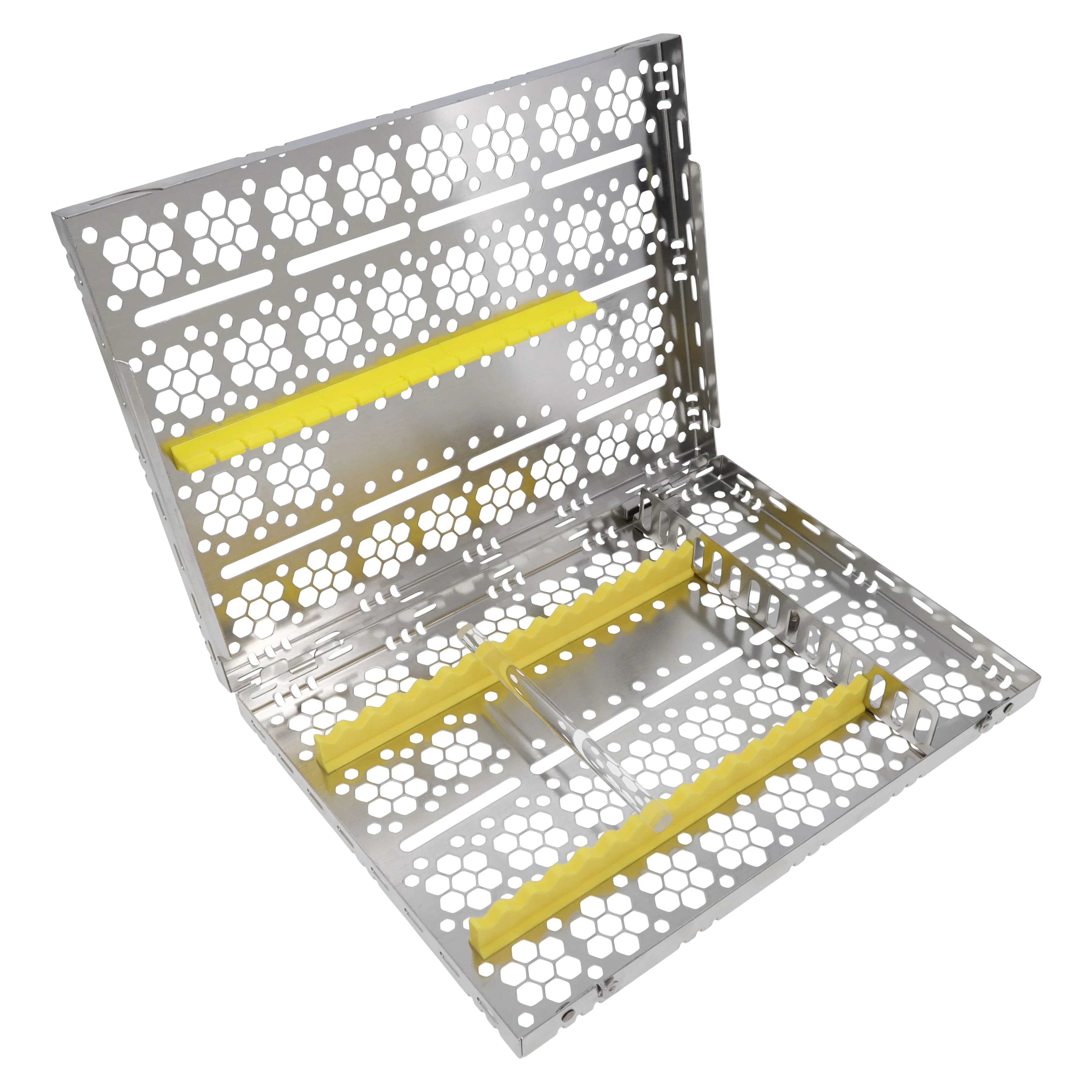 Nordent Sterilization Cassette, Large, Single-Sided, 16 Instruments, 2-1/2 x 8 Accessory Area, Yellow, CH3-16D4 - Sterilization Cassettes – Large, 16 Instruments with 2-1/2 x 8 Accessory Area - Yellow - Image 1