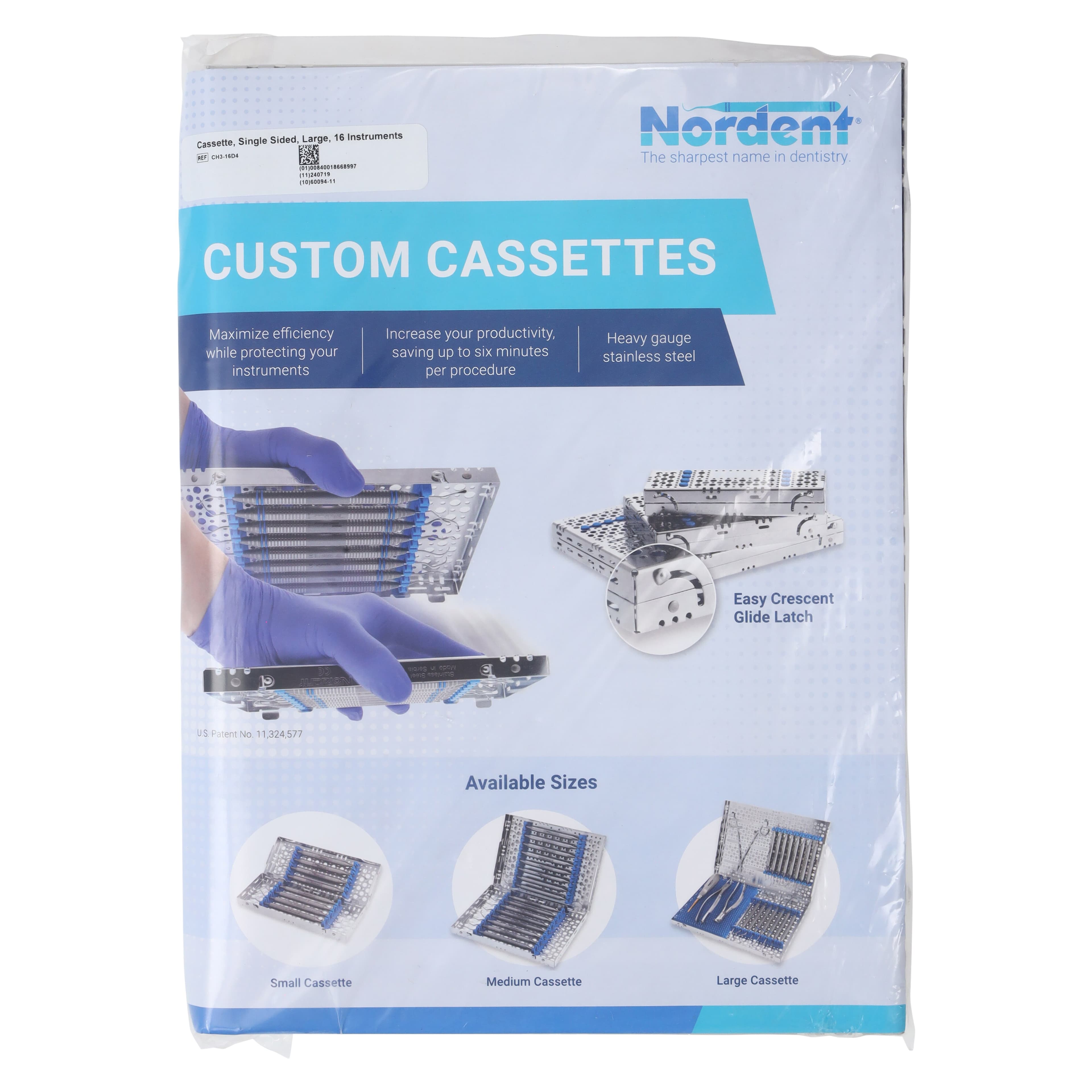 Nordent Sterilization Cassette, Large, Single-Sided, 16 Instruments, 2-1/2 x 8 Accessory Area, Yellow, CH3-16D4 thumbnail 8