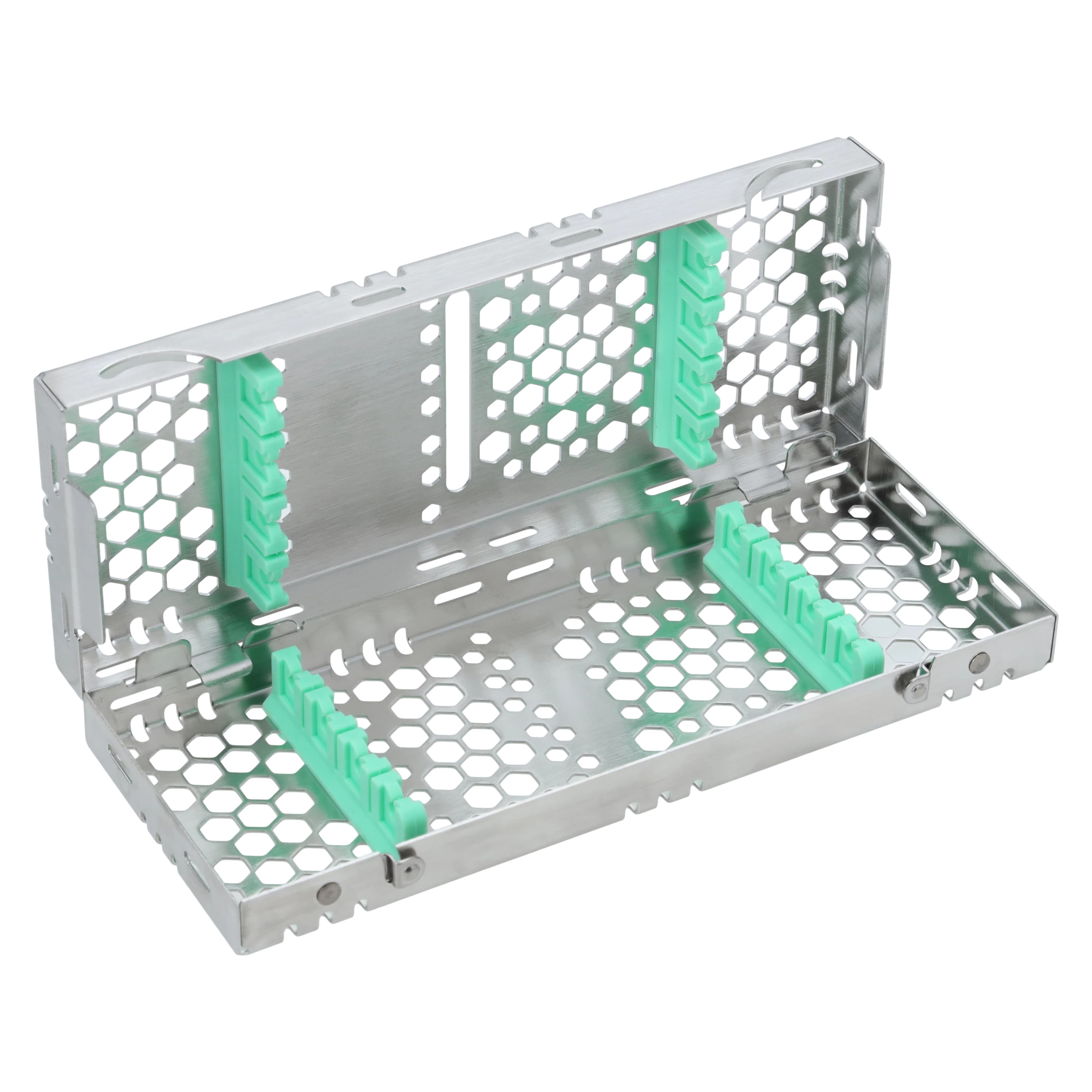 Nordent Cassette Small Double Sided 8 Instruments, Light Green, Stainless Steel, 3 in x 8 in x 1.25 in, CHD1-8N5 - Cassette Small DS 8 Inst - Image 1