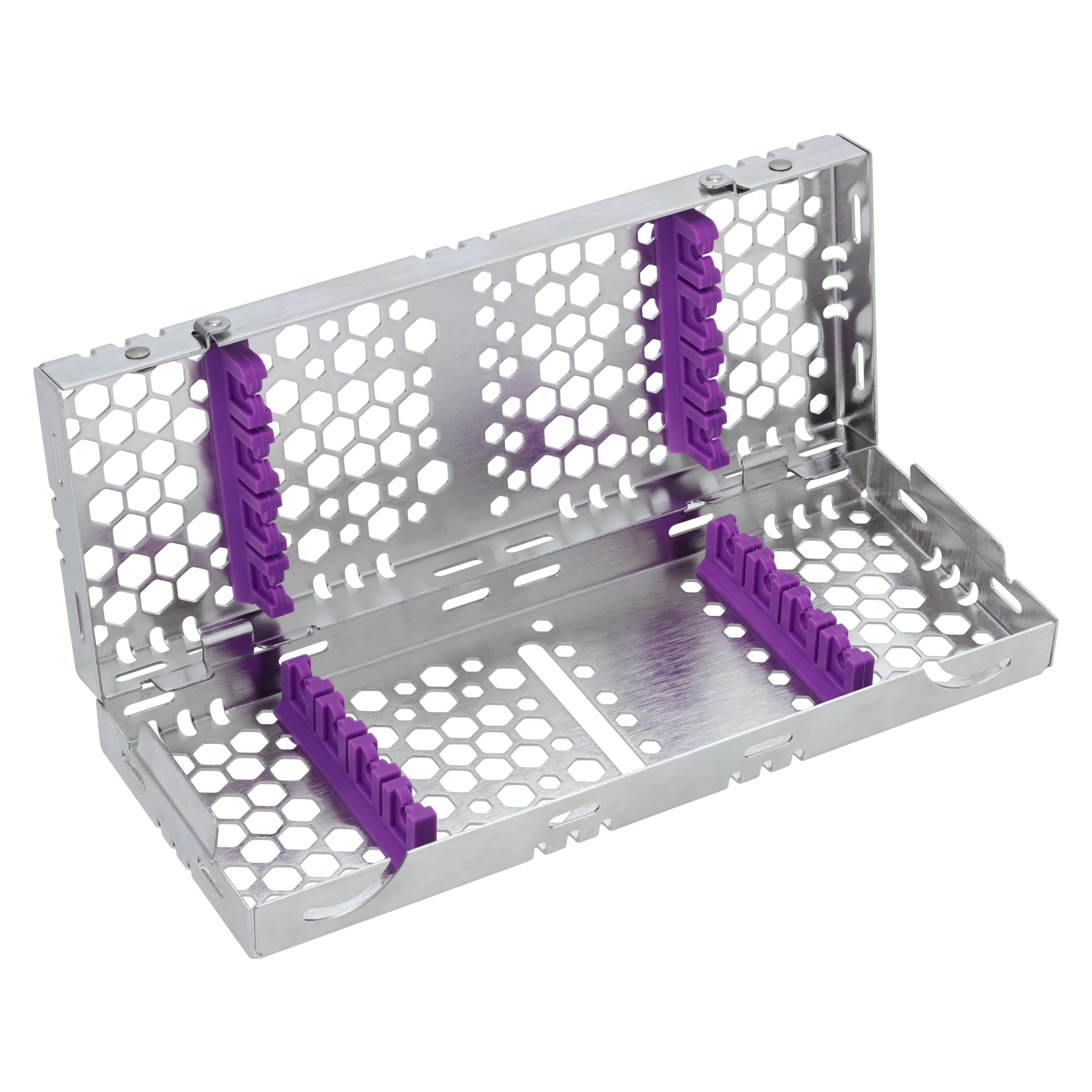 Nordent Cassette Small Double Sided 8 Instruments, Purple, Stainless Steel, 3 in x 8 in x 1.25 in - Cassette Small DS 8 Inst - Image 1