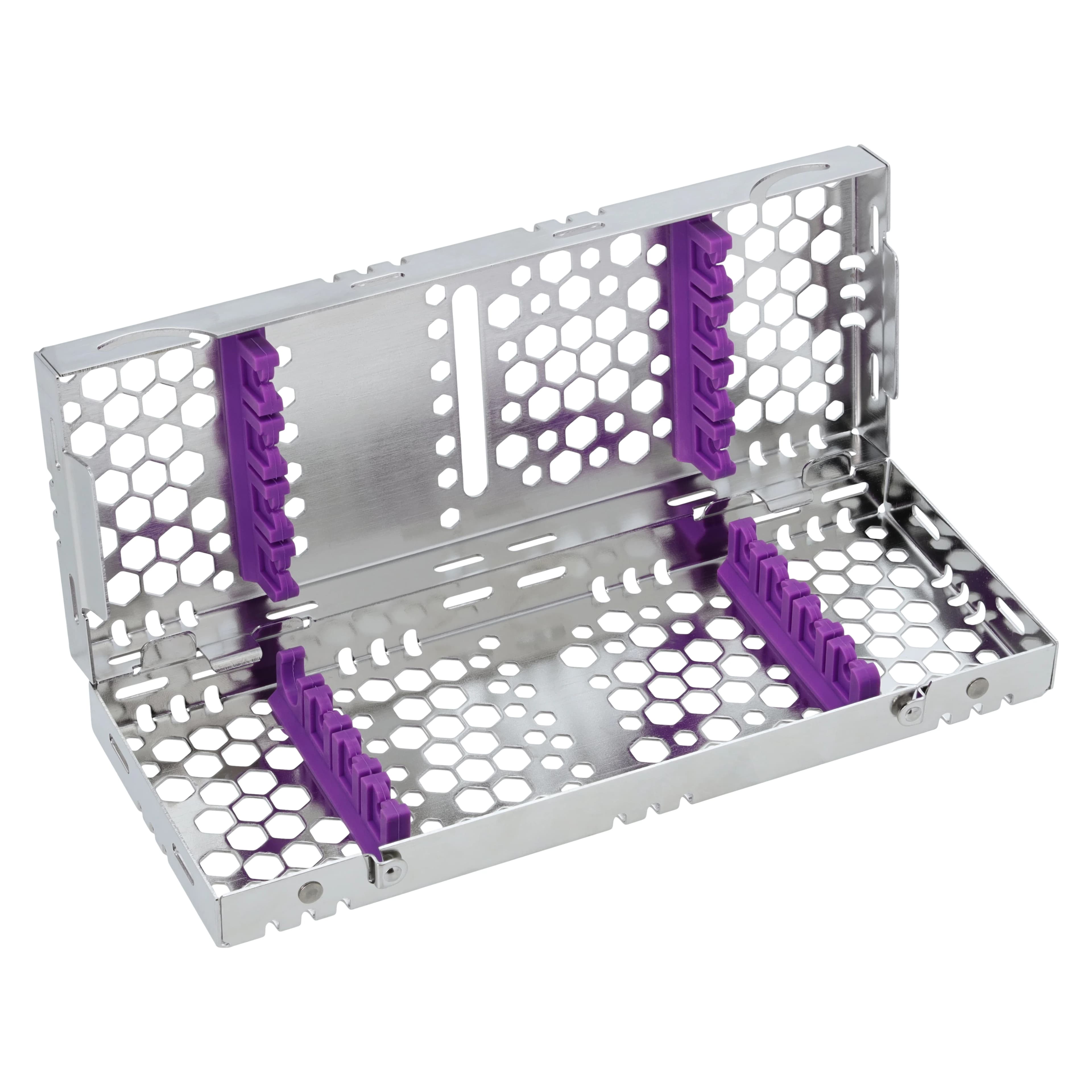 Nordent Cassette Small Double Sided Bottom Rail, 8 Instruments, Purple, Stainless Steel, CHD1-8N7S - Cassette Small DS BR 8 Inst - Image 1