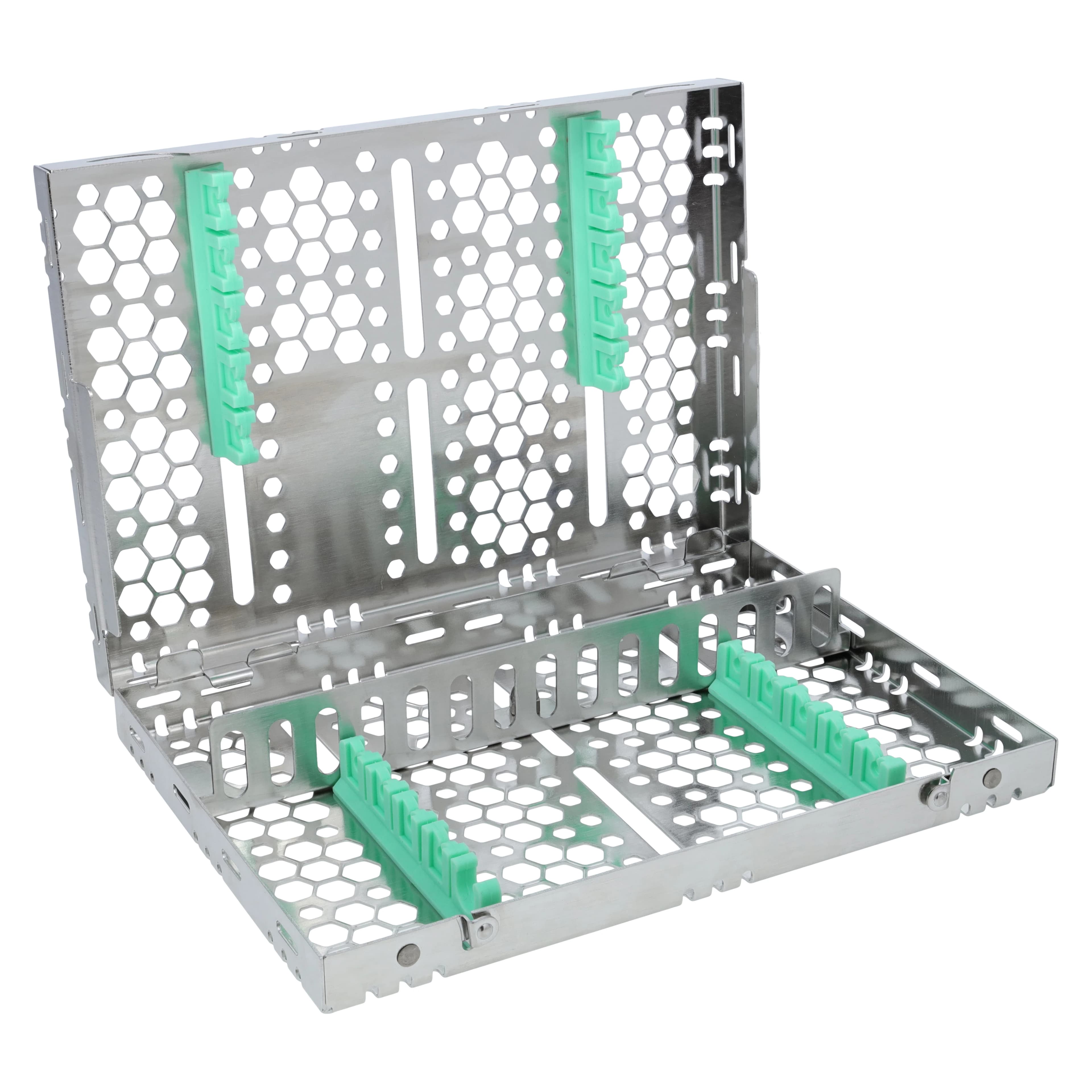 Nordent Cassette Double Sided Medium 10 Instruments with Divider SE Bottom Rail Light Green, 5.5 x 8 x 1.25 in, CHD2-10D5S - Cassette DS Med w/BR 10 Inst - Image 1