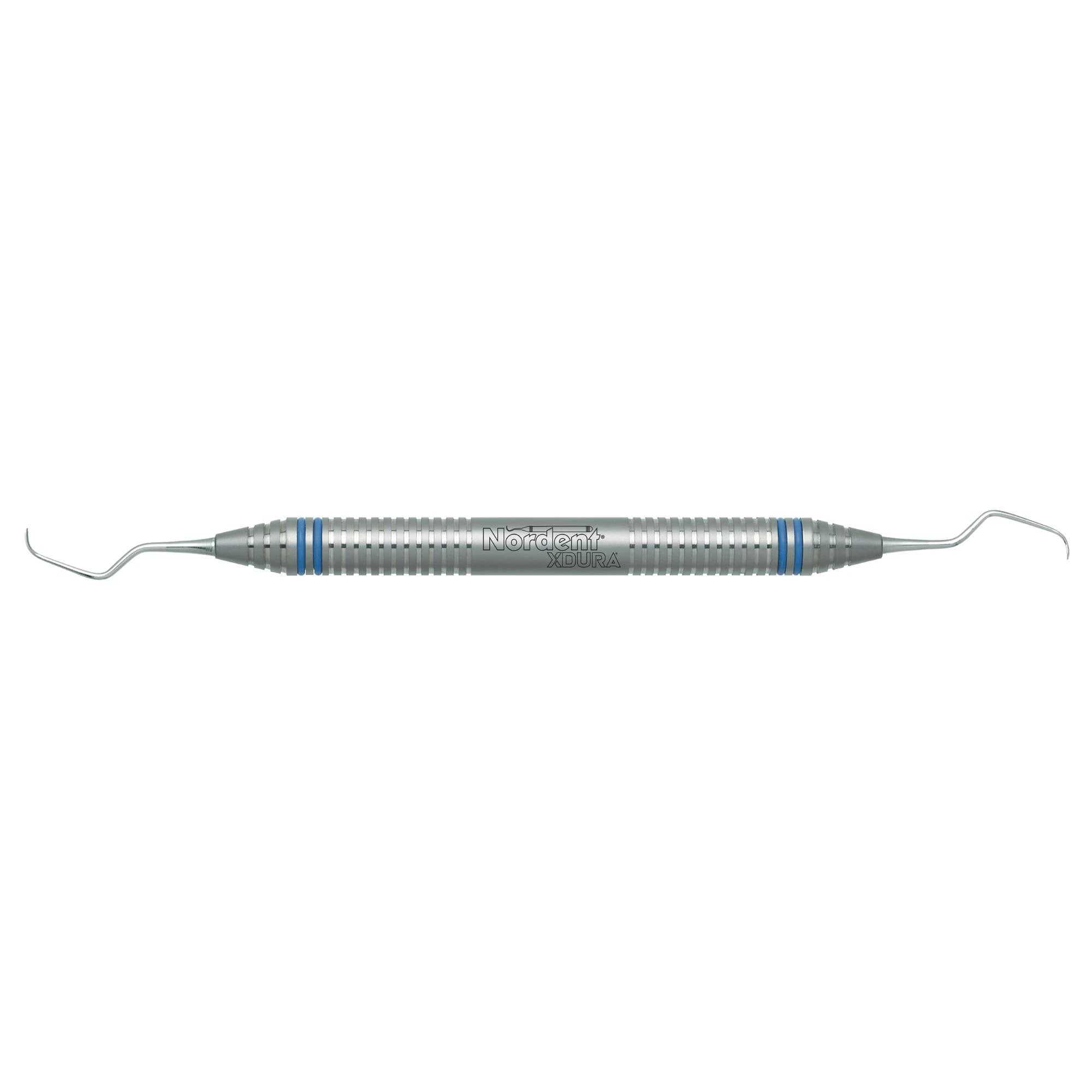 Nordent XDURA Curette, Gracey Double End, 7/8", DuraLite ColorRing, Anterior, Stainless Steel, Silver - XDURA Curette DE Gracey Std - Image 1