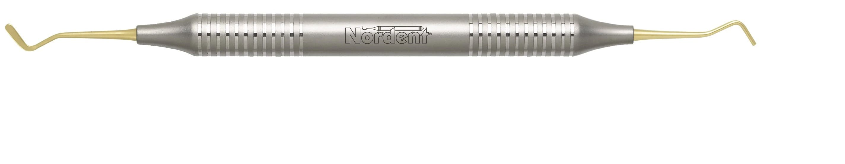 Nordent #3T Composite Placement Instrument, Paddle/Condenser, Titanium Nitride Coated, DuraLite Round Handle, Double-End, REPFI3T - Composite Placement DE TiN Coated Paddle/Condenser #3 DuraLite ROUND - Image 1