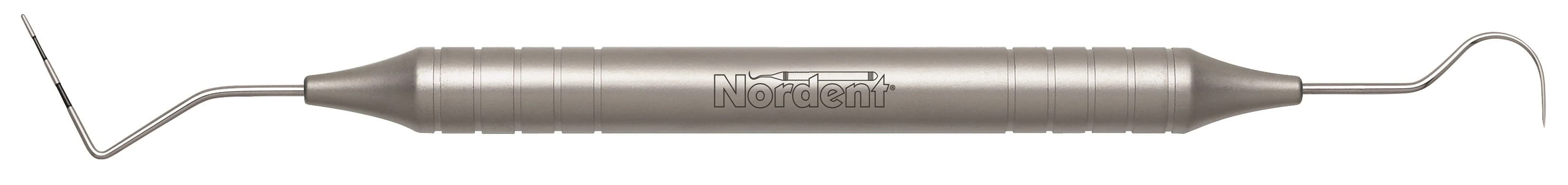 Nordent Expro N33/23 Double-Ended Color-Coded Probe/Explorer, DuraLite Round Handle, 3-6-9-12 mm Markings, #23 Shepherd's Hook, 1 Each - Expros N33-23 - Image 1