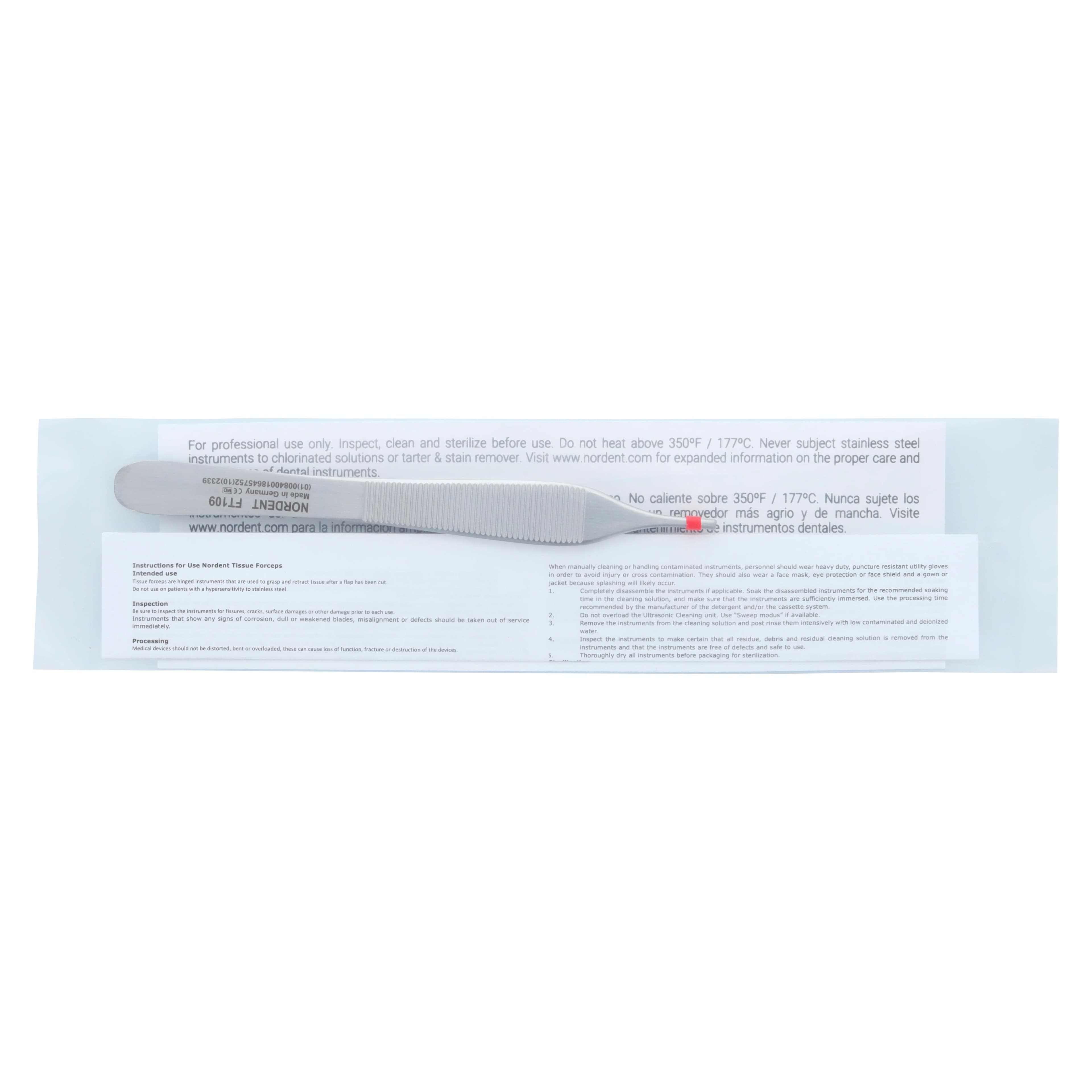 Nordent #109 Adson-Brown Tissue Forceps, 9x9 Teeth, 125 mm (5"), Stainless Steel thumbnail 5