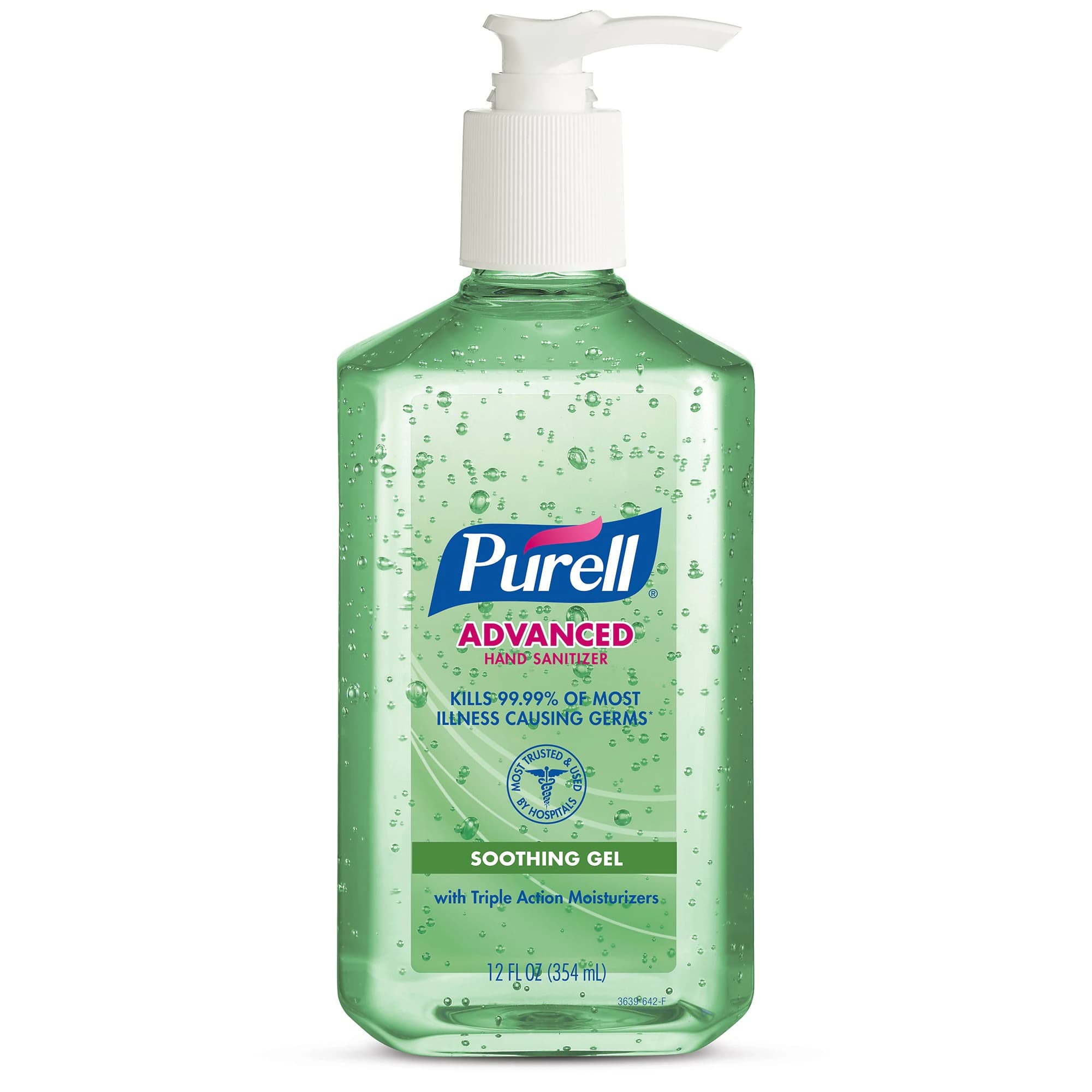 Purell Advanced Soothing Gel Hand Sanitizer, 12 fl oz Pump Bottle, 70% Ethyl Alcohol, 1/Bottle, 3639-12 - Purell Advanced Soothing Gel Hand Sanitizer, 12 fl oz Pump Bottle, 1/Pk. 70% - Image 1
