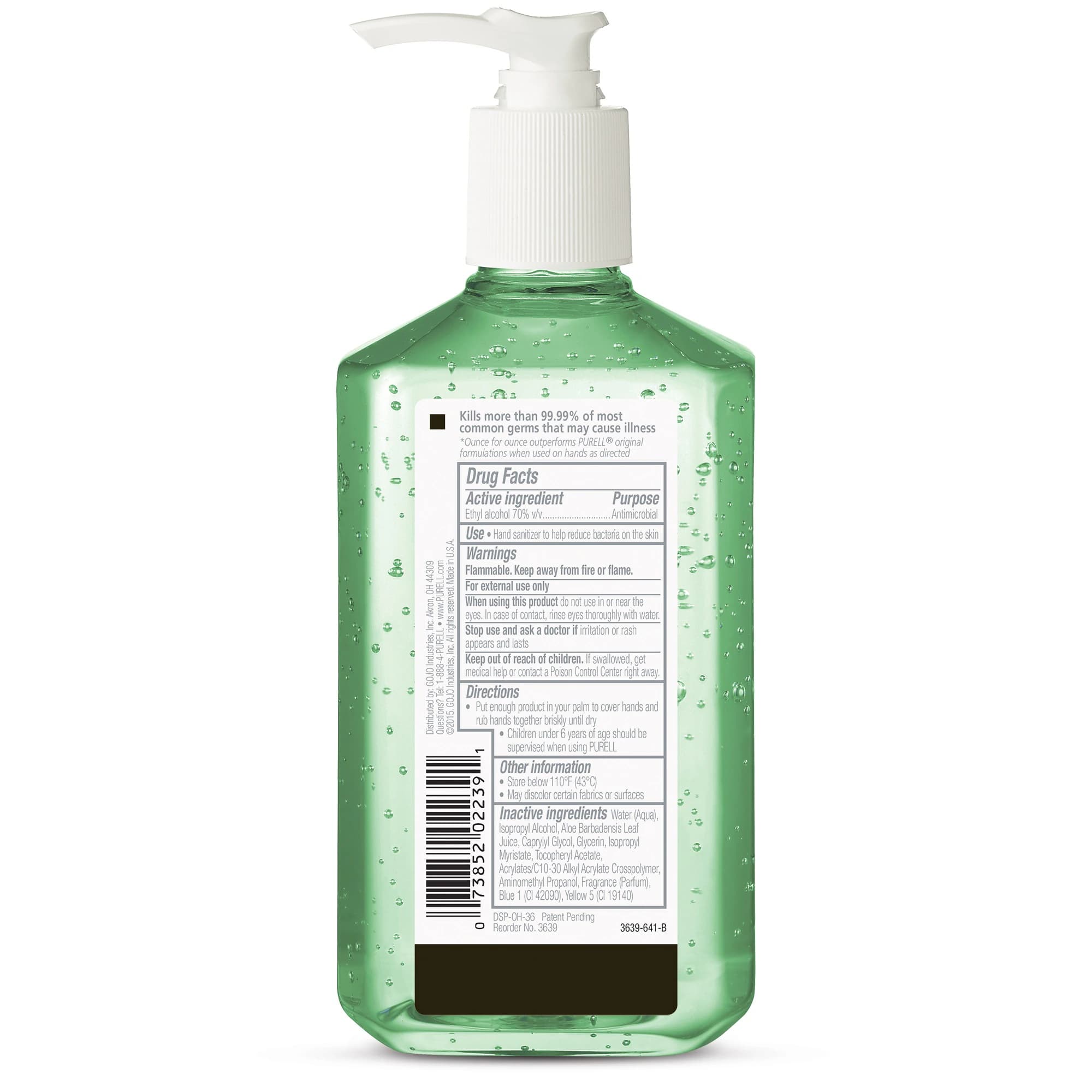 Purell Advanced Soothing Gel Hand Sanitizer, 12 fl oz Pump Bottle, 70% Ethyl Alcohol, 1/Bottle, 3639-12 thumbnail 2