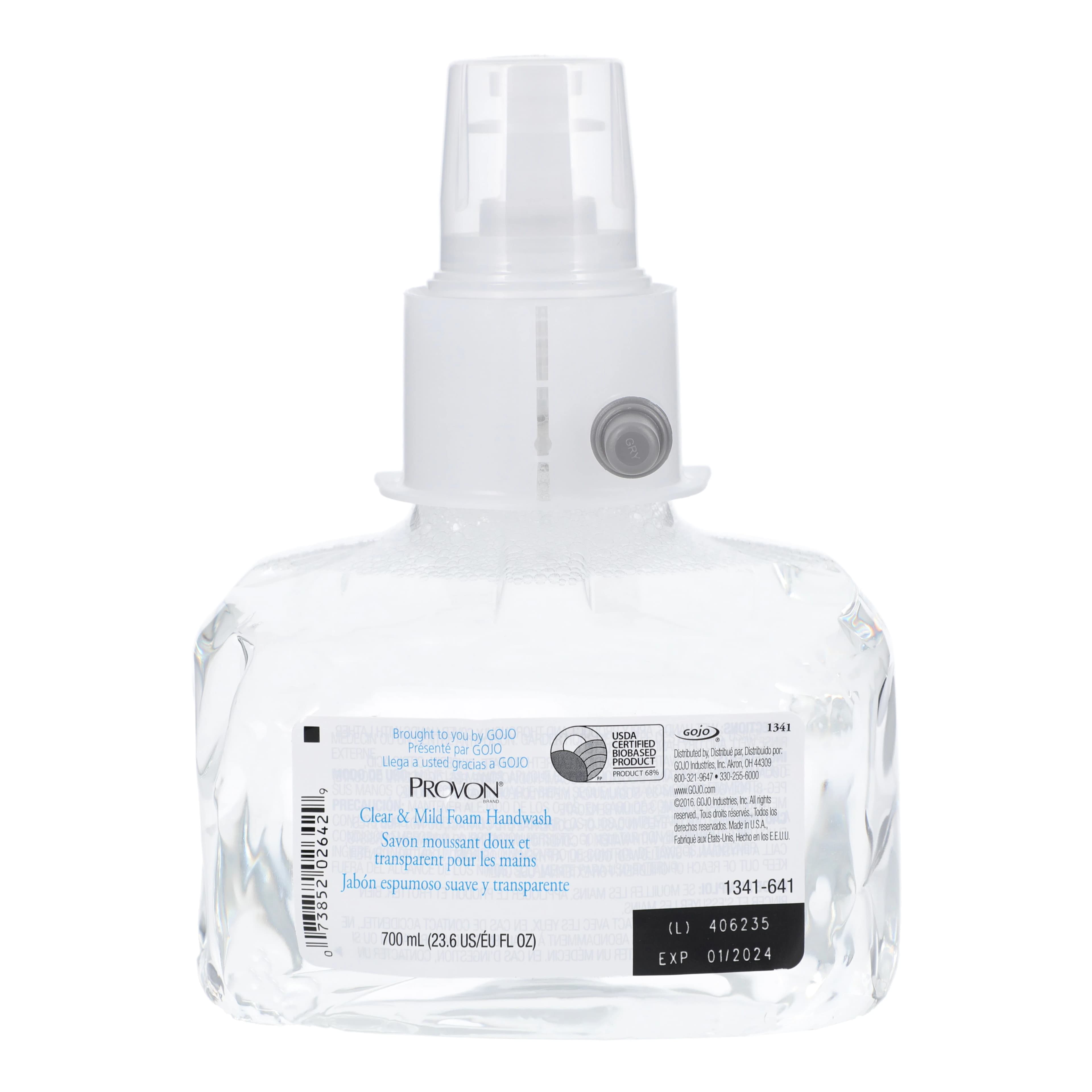 GOJO Clear and Mild Foam Handwash Refill, Fragrance Free, 700 mL, 4/Box - GOJO Clear and Mild Foam Handwash Refill - Image 1