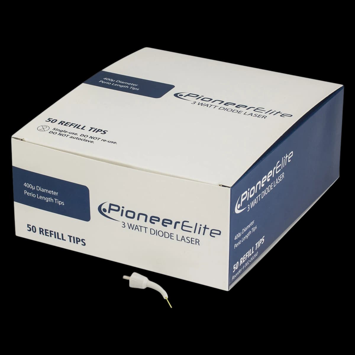Pioneer Elite Diode Laser 400µm Perio Handpiece Tips, 9.0mm, 50/Pack, 002-00260 - Pioneer Elite 400um Perio Tips 9.0mm (50) - Image 1
