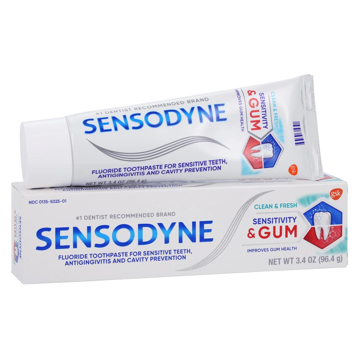 Sensodyne Sensitivity & Gum Toothpaste, Clean & Fresh Flavor, Fluoride, 3.4 oz Tube thumbnail 2