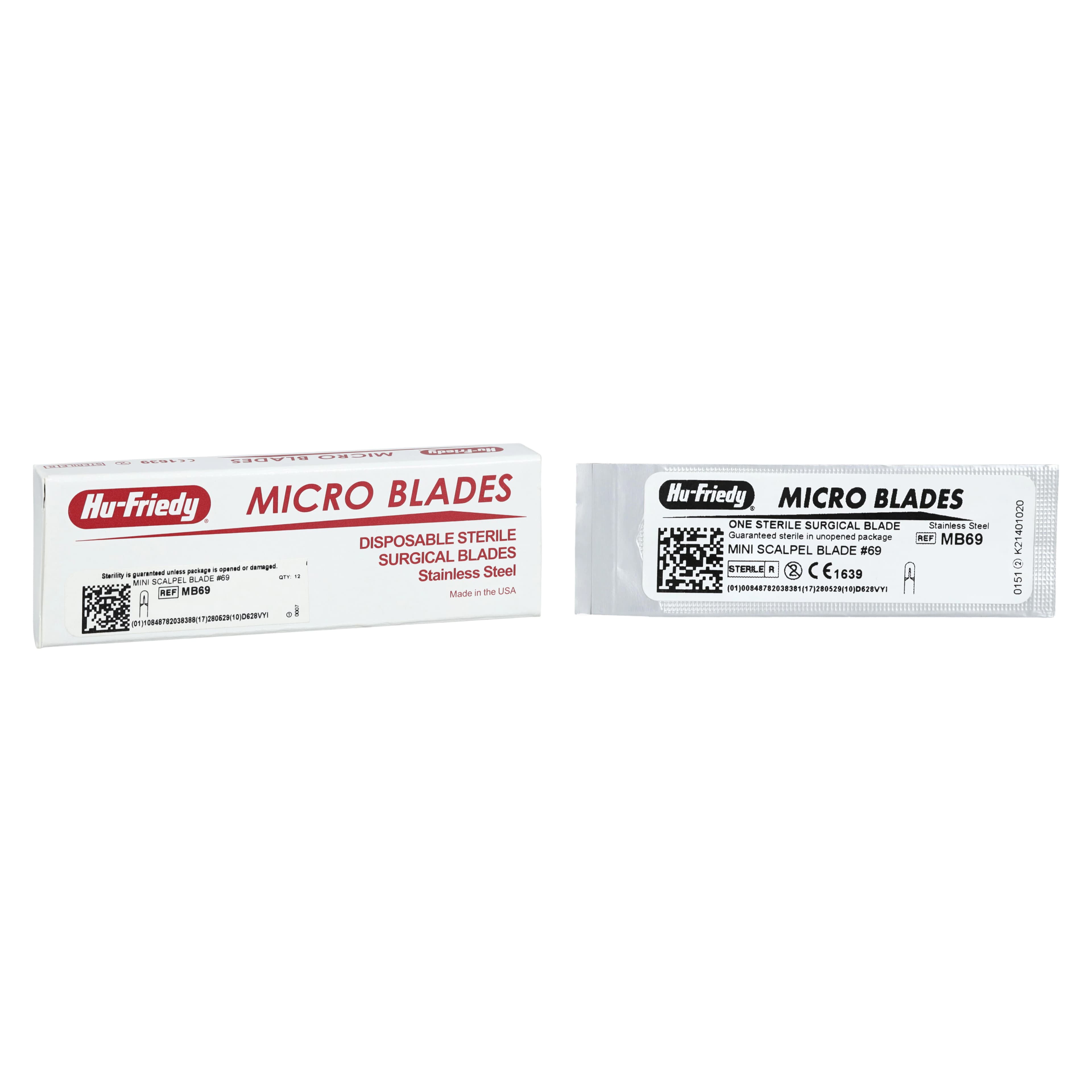 Hu-Friedy Mini Full Radius Round Scalpel Blade #69, Sterile, 12/Box, MB69 - Mini Full Radius Round Scalpel Blade - Image 1