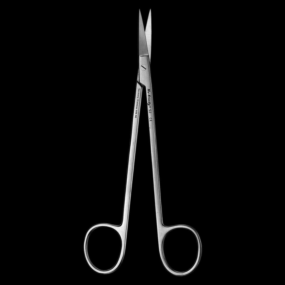 Hu-Friedy Kelly Scissors, Standard Series, Straight Pointed, #2, 6-1/4", One Serrated Blade, 1/Pk, S2 - Kelly Scissors, Standard Series, Straight Pointed, 1 Serrated Blade, 6-1/4", # 2, 1/Pk, S2 - Image 1