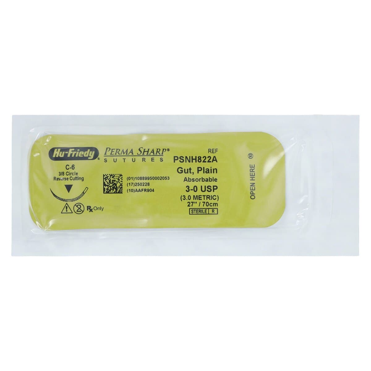 Hu-Friedy Perma Sharp Plain Gut Suture, 3-0, C-6 Needle, 3/8 Circle Reverse Cutting, 27", 12/Box, PSNH822A thumbnail 3