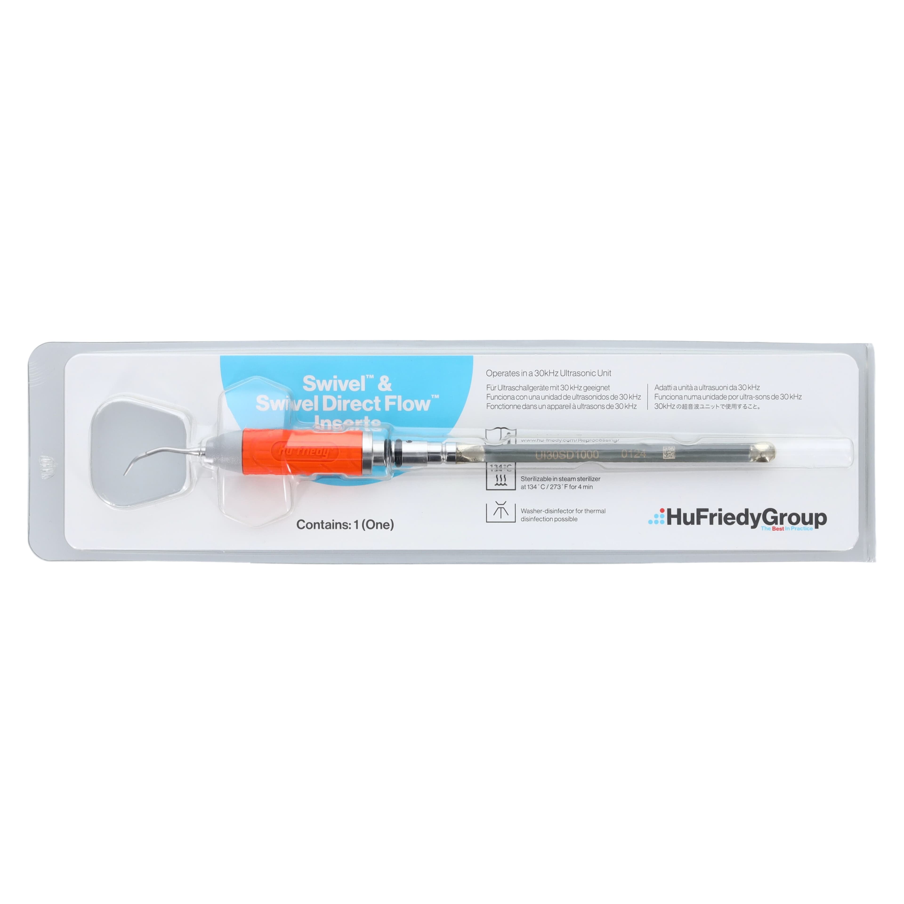 Hu-Friedy Swivel Direct Flow Ultrasonic Insert #1000 Triple Bend, 30 kHz, Orange, UI30SD1000 thumbnail 5