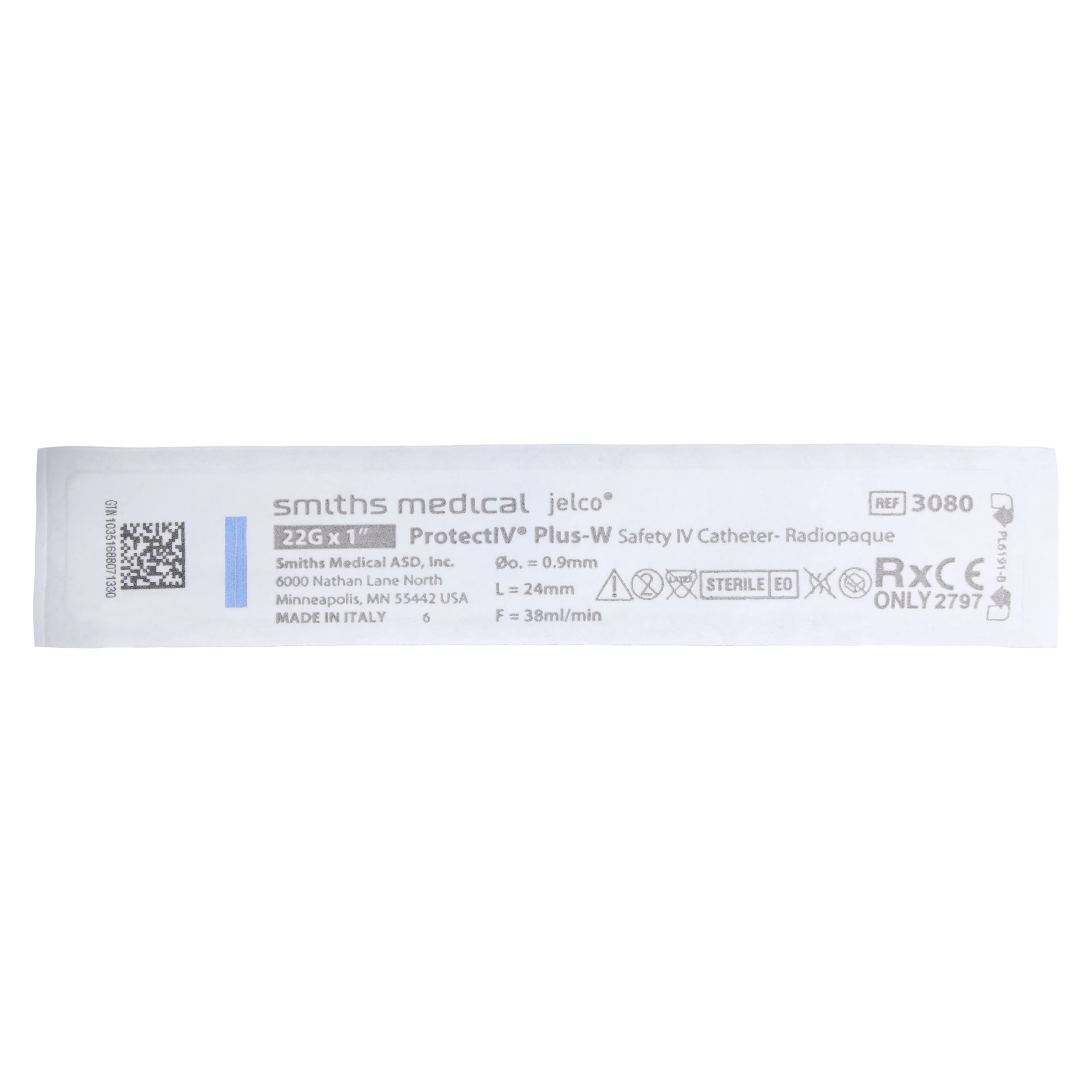 Jelco Protectiv Plus IV Catheter with Wings, 22 Gauge, 1 Inch, Safety Straight, Blue, Sterile, 50/Box thumbnail 5