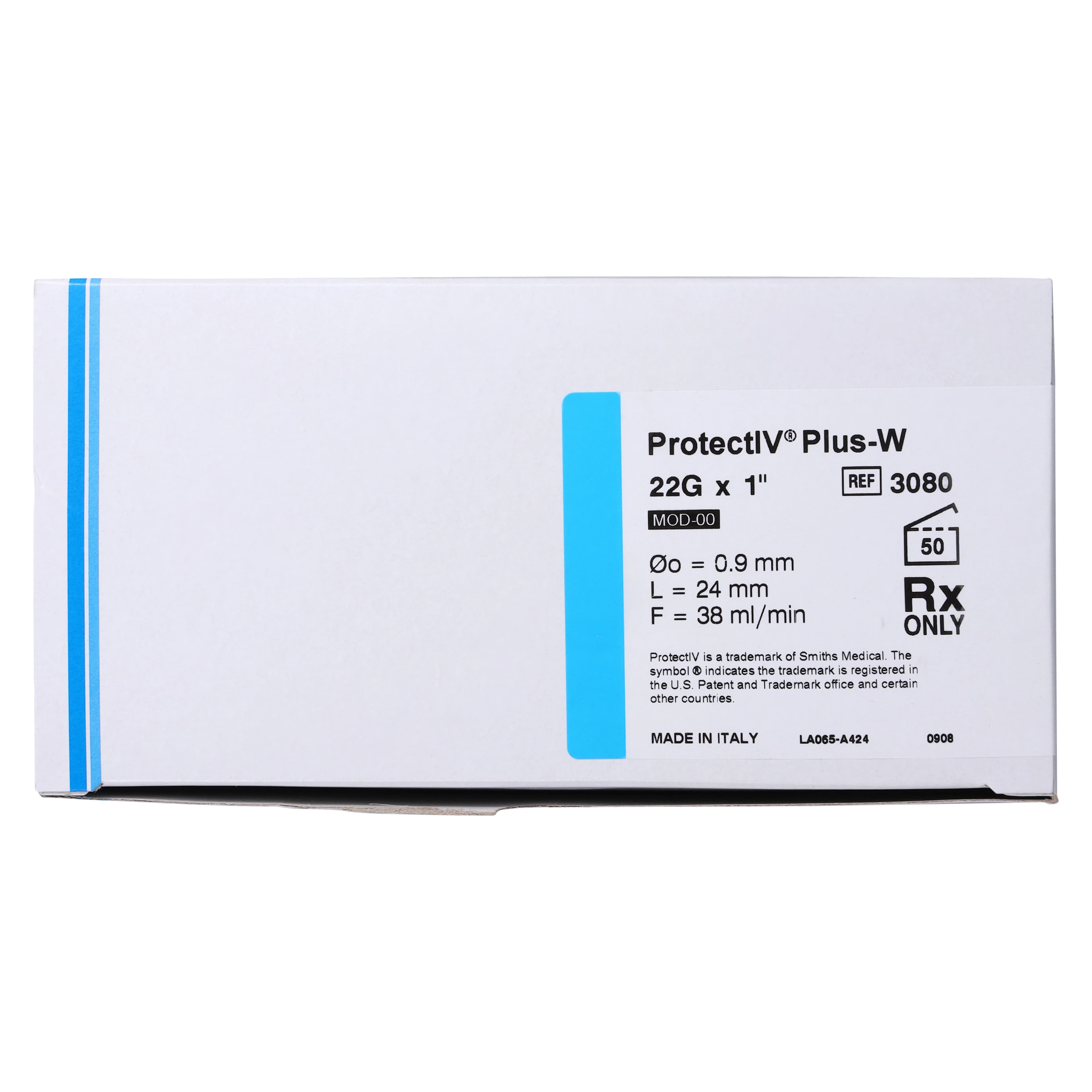 Jelco Protectiv Plus IV Catheter with Wings, 22 Gauge, 1 Inch, Safety Straight, Blue, Sterile, 50/Box thumbnail 7