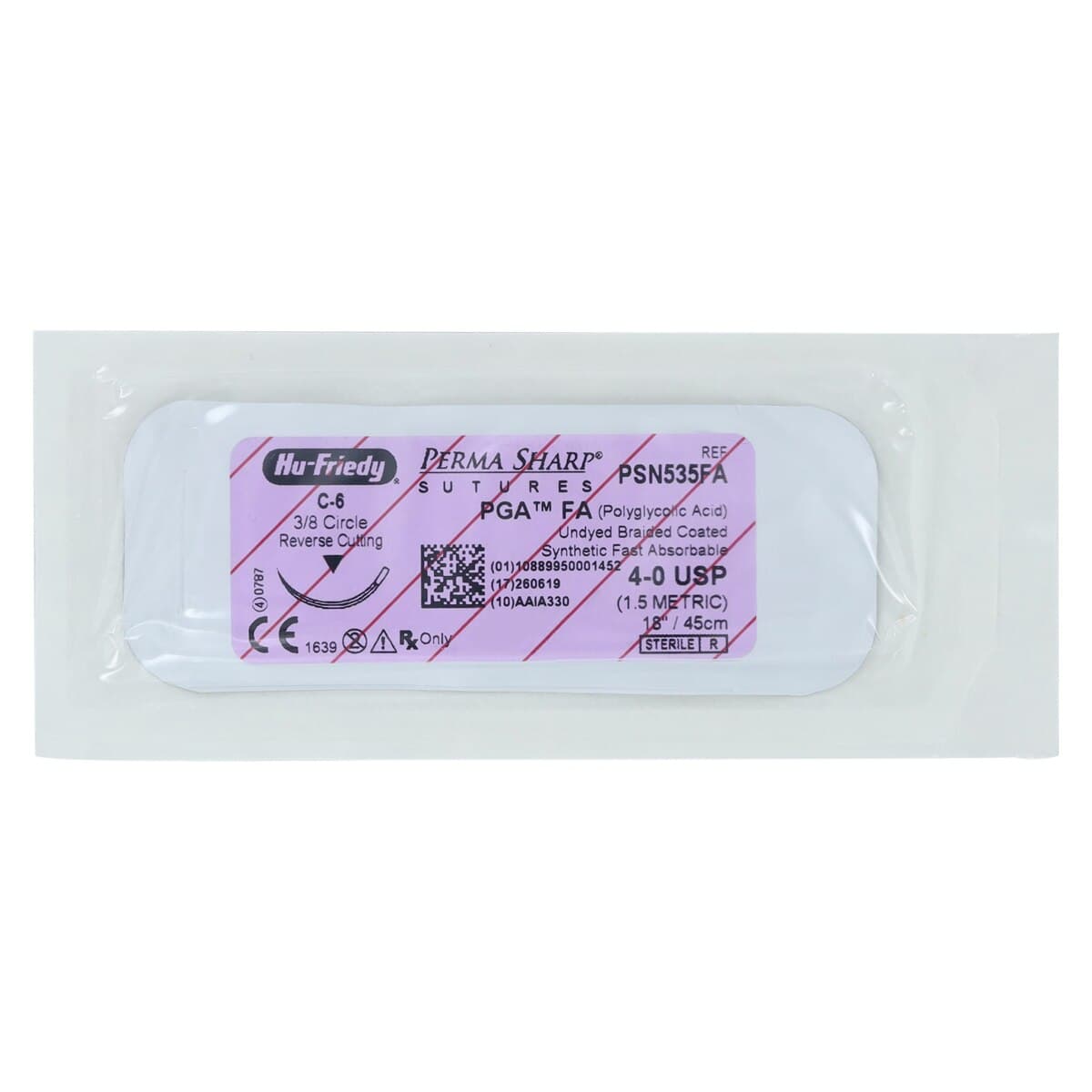 Hu-Friedy Perma Sharp PGA FA Absorbable Suture, 4-0, C-6 Reverse Cutting Needle, 3/8 Circle, 18", Undyed, 12/Box, PSN535FA thumbnail 3