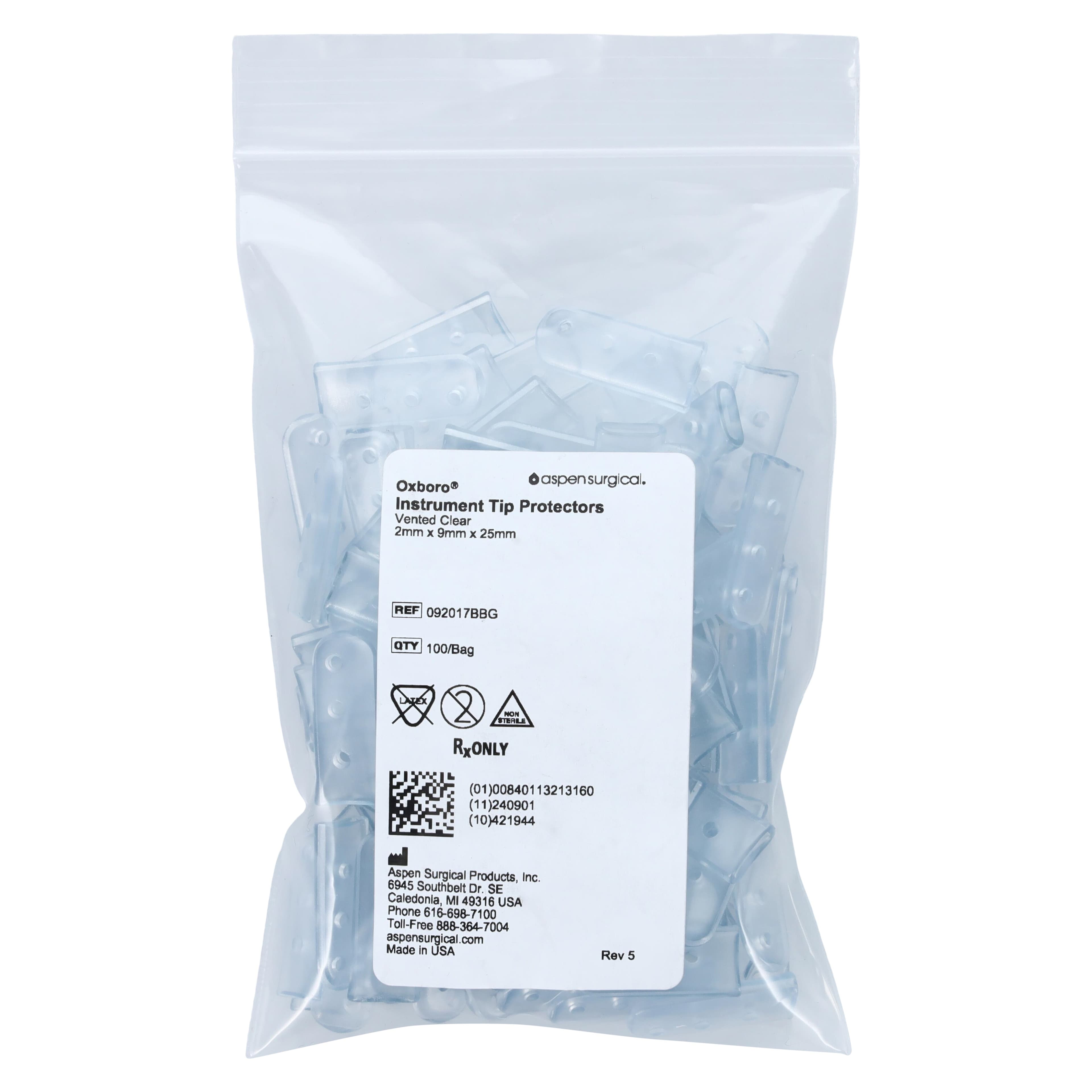 Aspen Surgical Instrument Guard Regular Vented Tip Protector, Clear, 2x9x25mm, Non-Sterile, Disposable, 100/Bag thumbnail 3