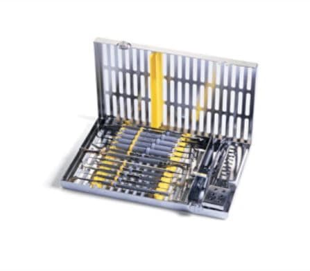 Hu-Friedy MTO IMS Cassette, Hinged, 12 Instruments, Stainless Steel, Blue, Autoclavable, Each - MTO IMS Cassett Hinged 12 Inst - Image 1
