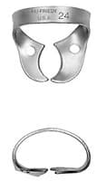 Hu-Friedy Satin Steel Rubber Dam Clamp #24, Wingless, Upper Right & Lower Left Molars, 1/Pk, RDCM24 - Rubber Dam Clamp, # 24, Upper Right & Lower Left Molars, Satin Steel, RDCM24 - Image 1
