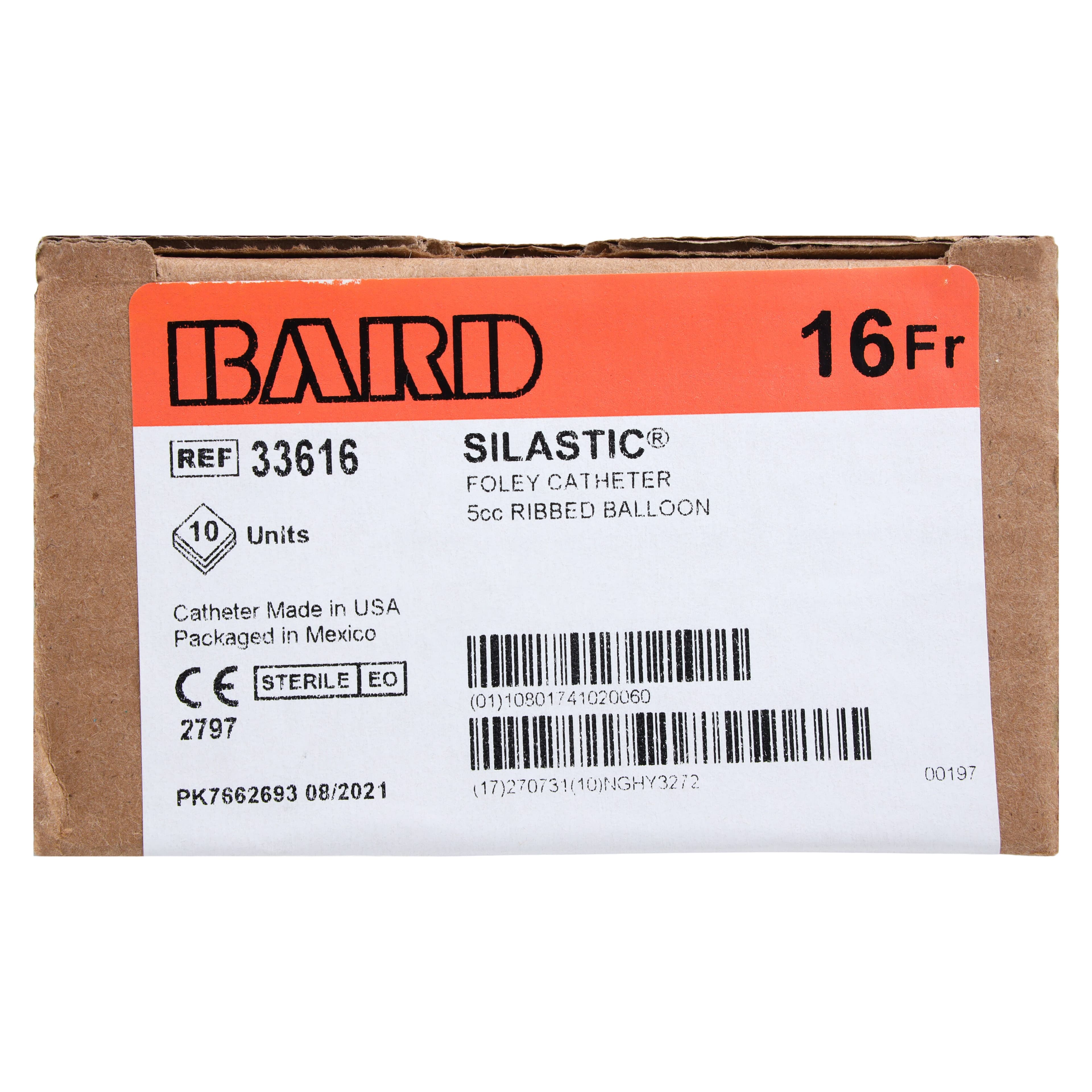Bard Silastic 2-Way Foley Catheter, Silicone Coated Latex, 16 Fr, 5 cc Balloon, Short Round Tip thumbnail 4