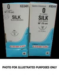 Ethicon Perma-Hand Silk Suture, 3-0, 18", Black Braided, RB-1 Taper Point 1/2 Circle Needle, 17mm, 1 dz/Box, C053D - ETHICON PERMA-HAND SILK SUTURES, C053D - Image 1