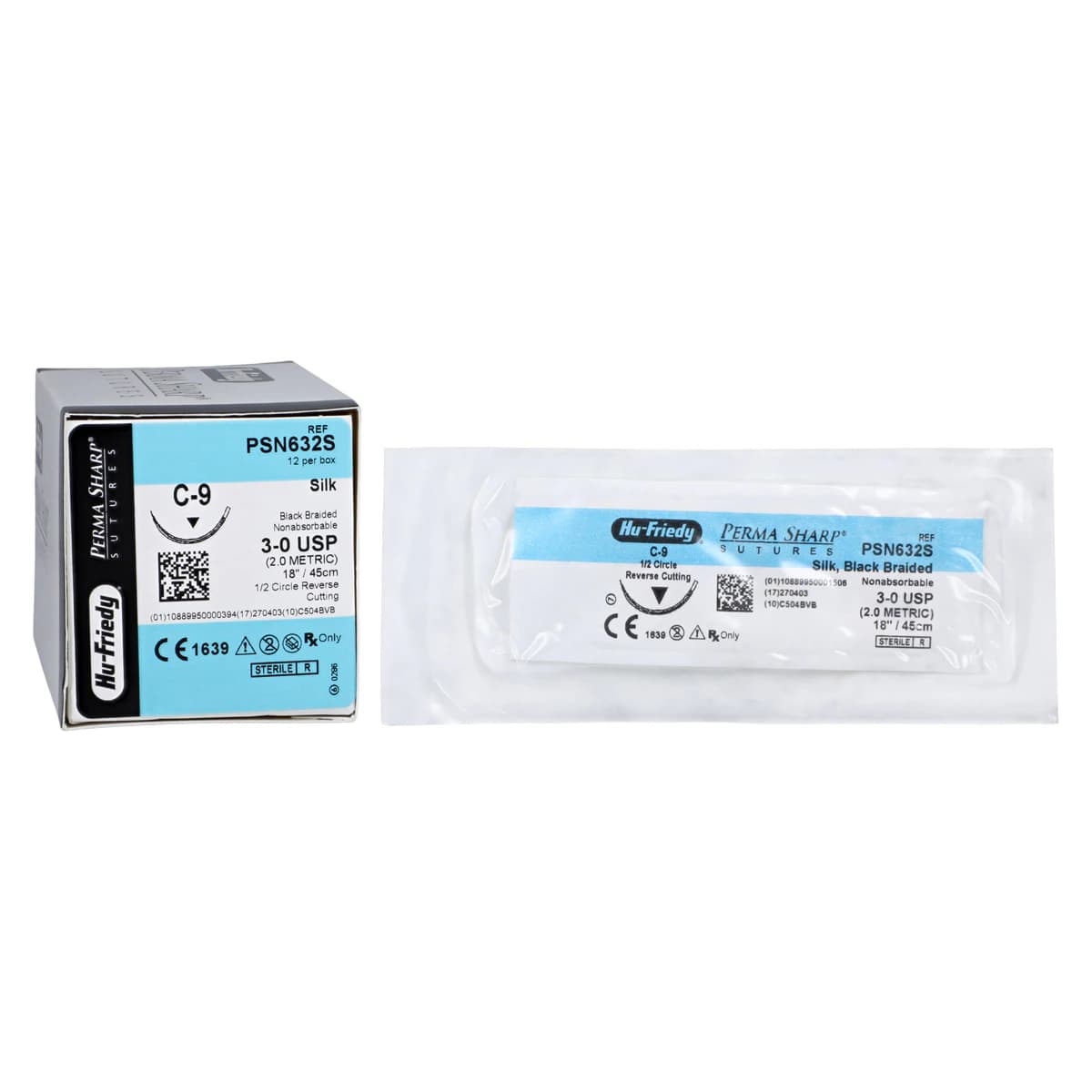 Hu-Friedy Perma Sharp Silk Black Braided Suture, 3-0, C-9 Reverse Cutting Needle, 1/2 Circle, 18", 12/Box, PSN632S thumbnail 2